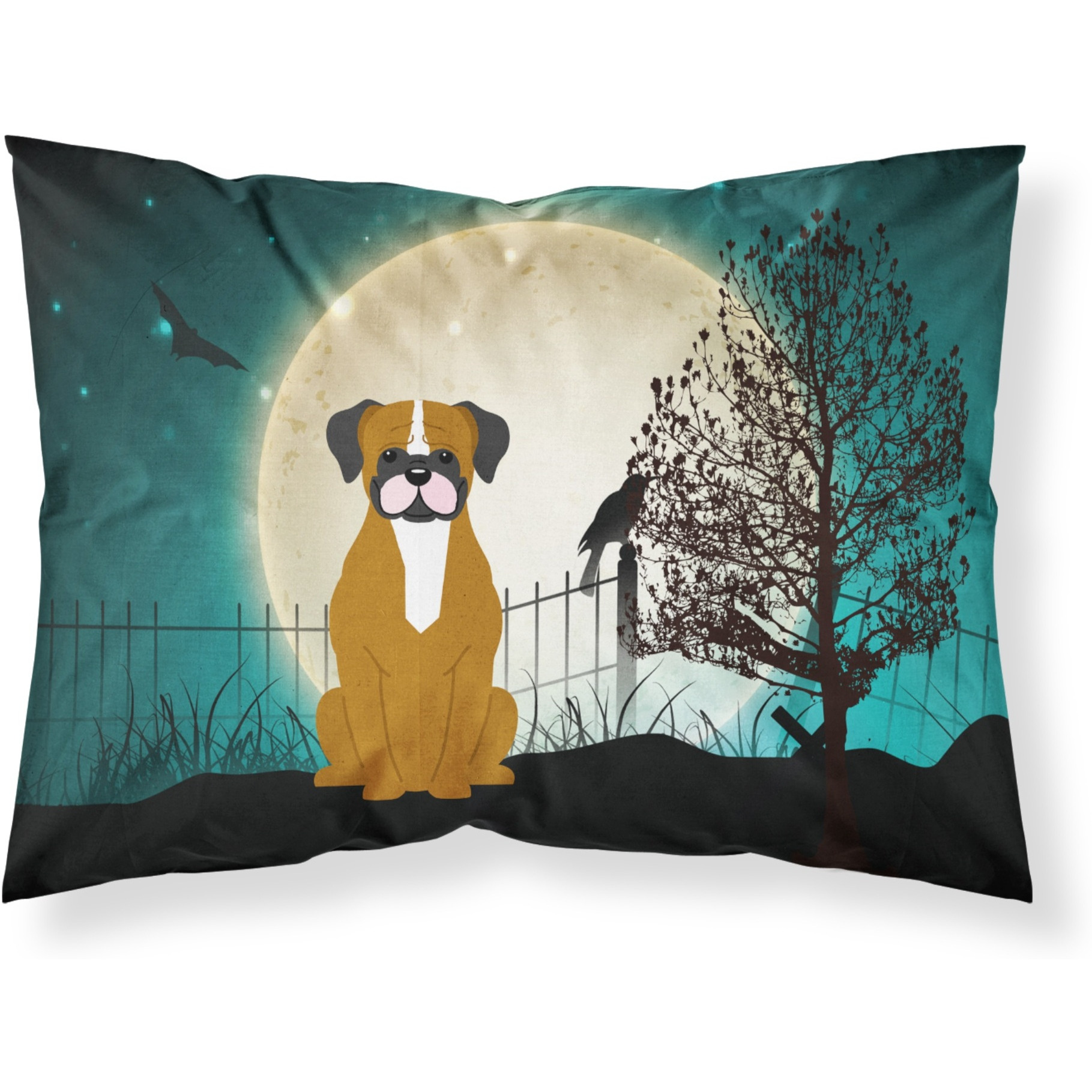 Caroline's Treasures Halloween Scary Flashy Fawn Boxer Fabric Standard Pillowcase BB2306PILLOWCASE
