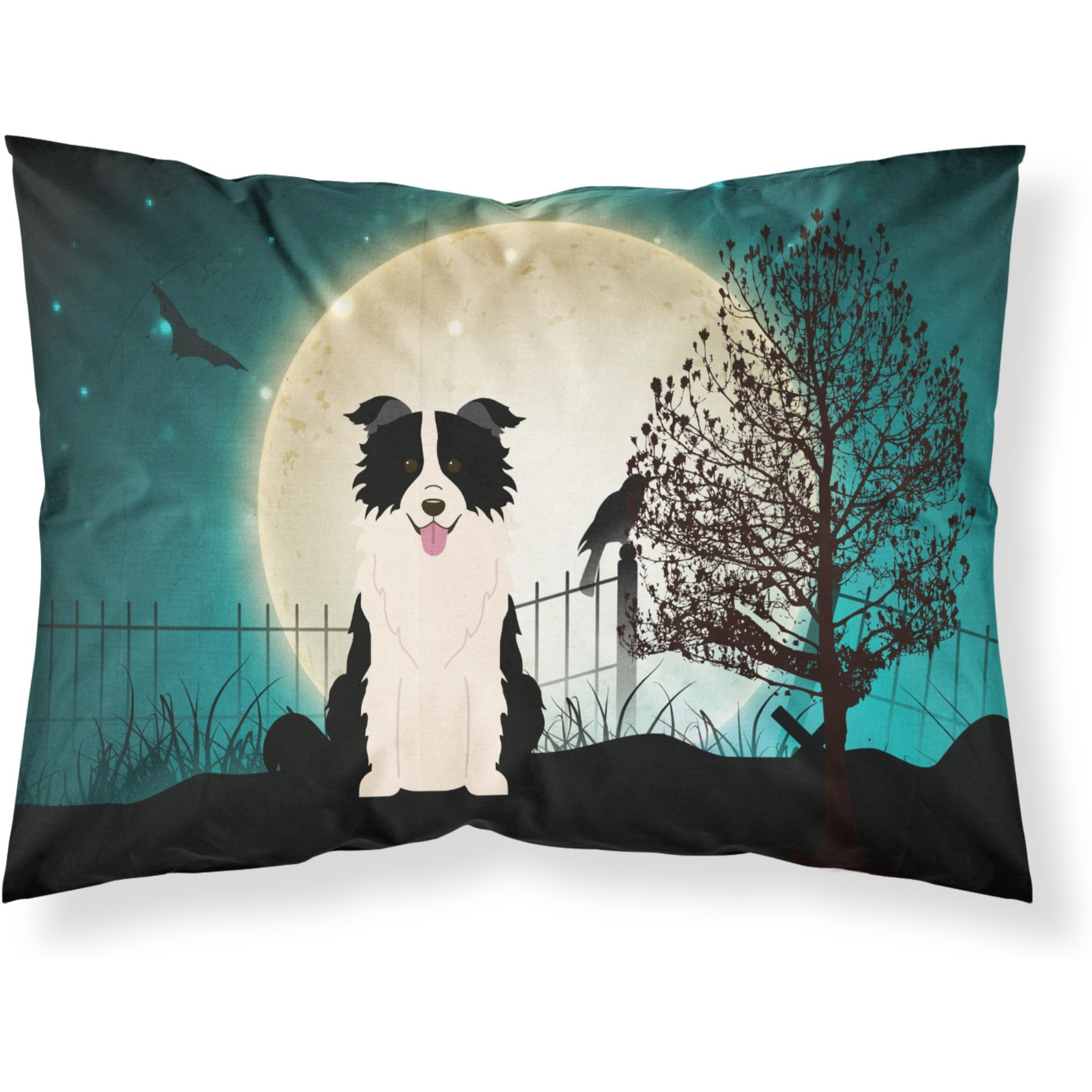 &quotCaroline's Treasures Halloween Scary Border Collie Black White Fabric Standard Pillowcase BB2308PILLOWCASE, Multicolor"