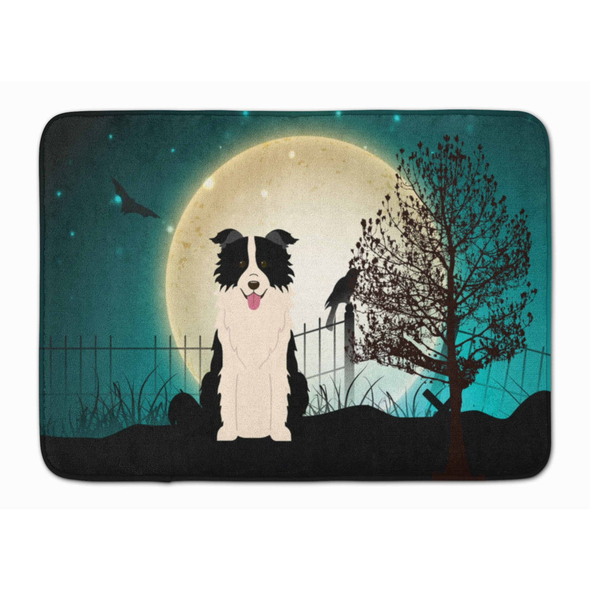 &quotCaroline's Treasures Halloween Border Collie Black White Floor Mat, 19"" x 27"", Multicolor"