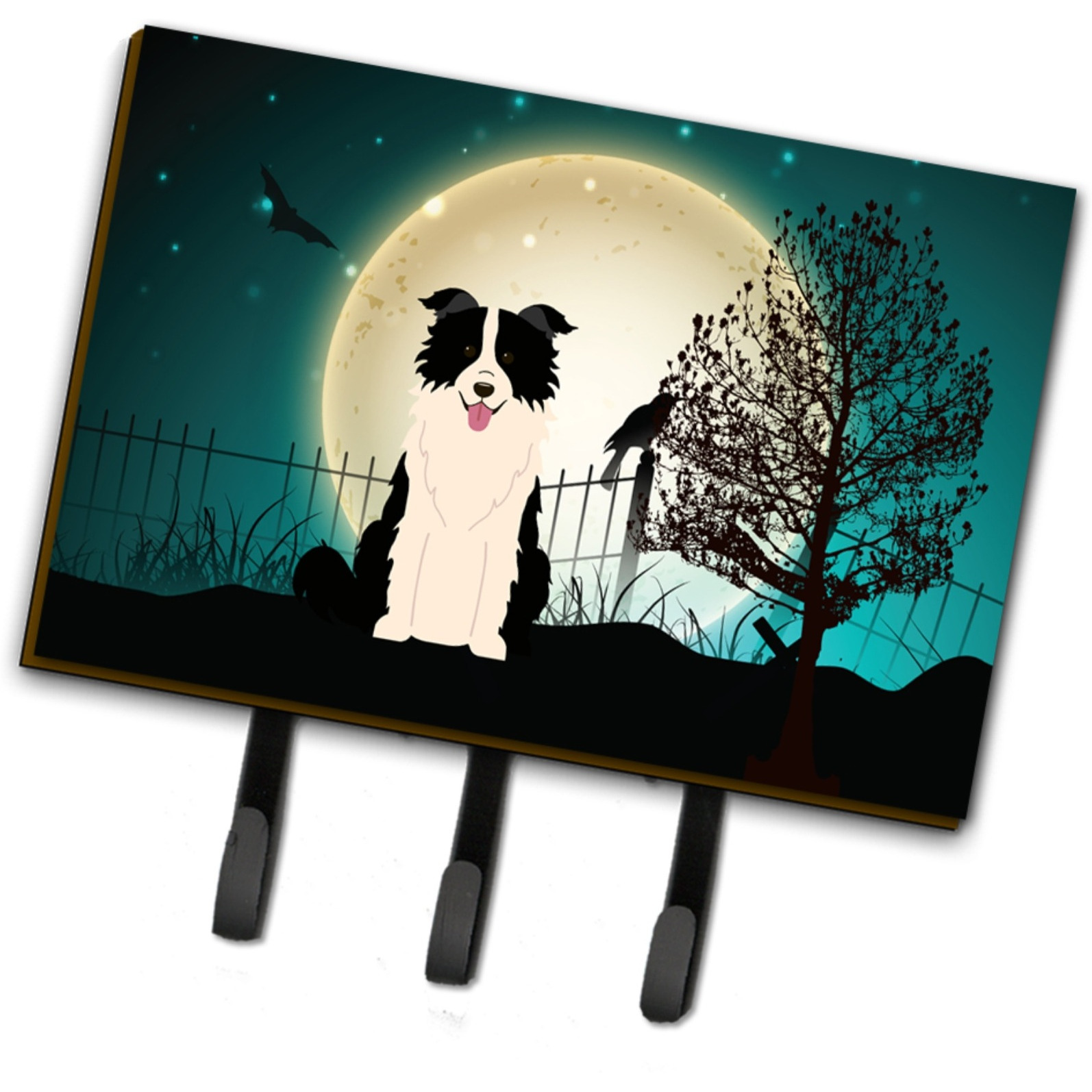 &quotCaroline's Treasures Halloween Scary Border Collie Black White Leash or Key Holder BB2308TH68, Triple"
