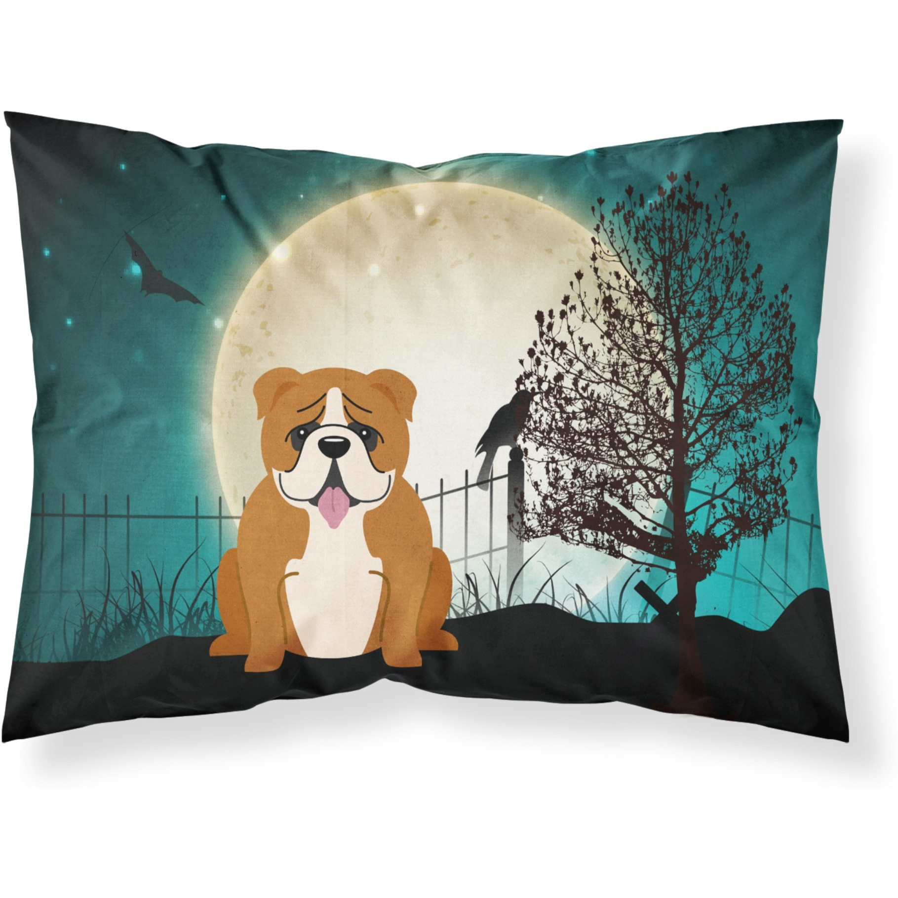 &quotCaroline's Treasures Halloween Scary English Bulldog Red White Fabric Standard Pillowcase BB2310PILLOWCASE, Multicolor"