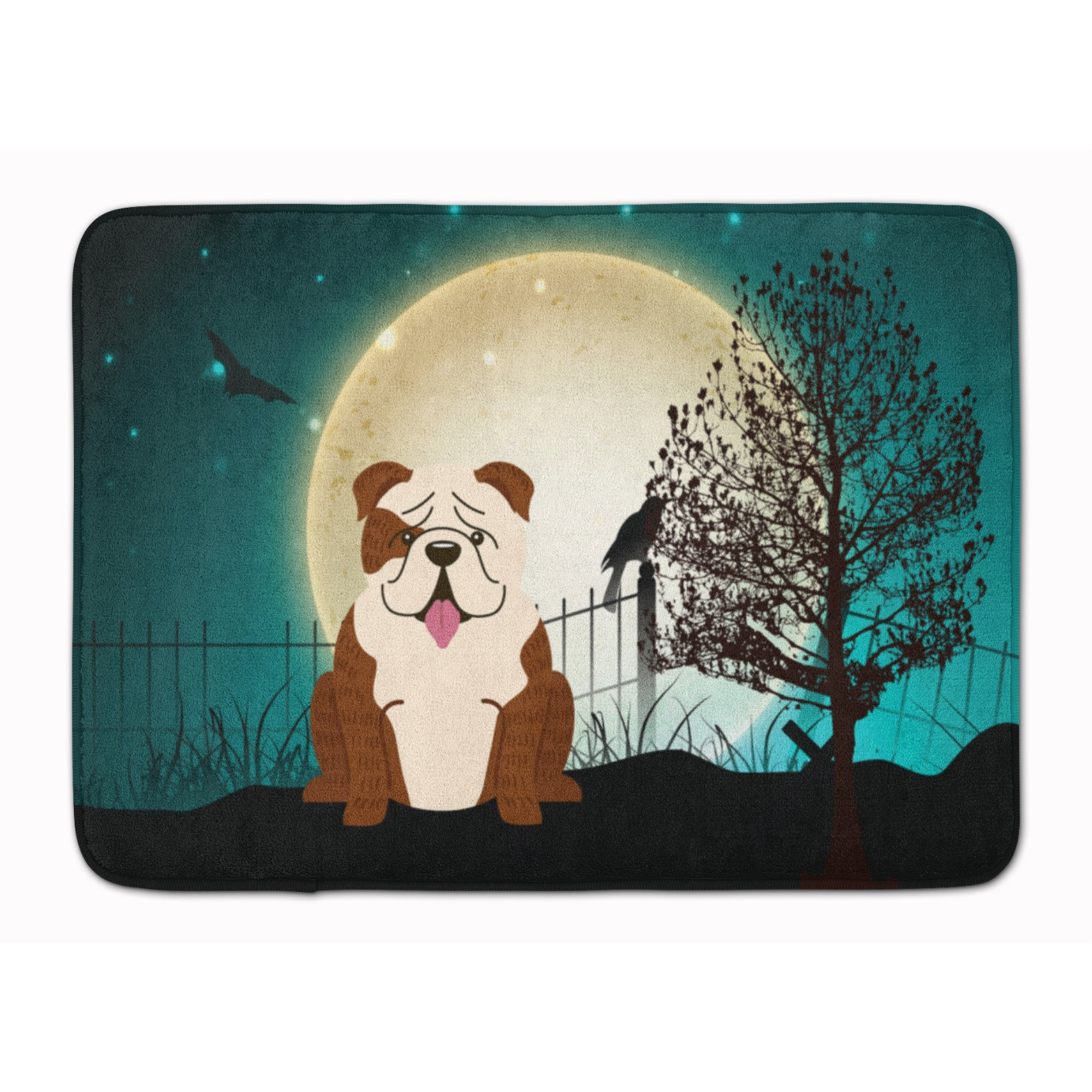 &quotCaroline's Treasures Halloween English Bulldog Brindle White Floor Mat, 19"" x 27"", Multicolor"
