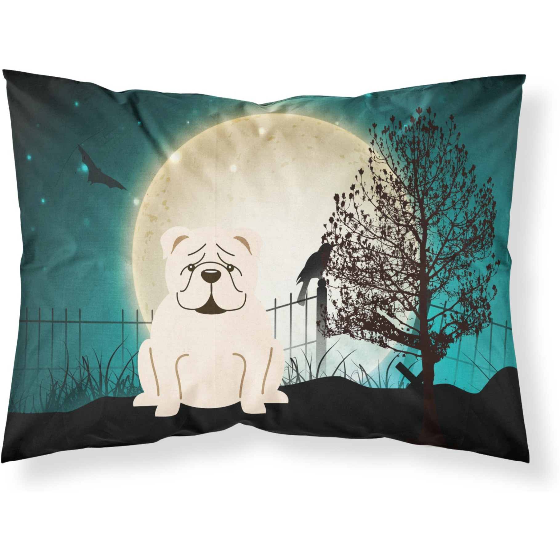 &quotCaroline's Treasures Halloween Scary English Bulldog White Fabric Standard Pillowcase BB2313PILLOWCASE, Multicolor"