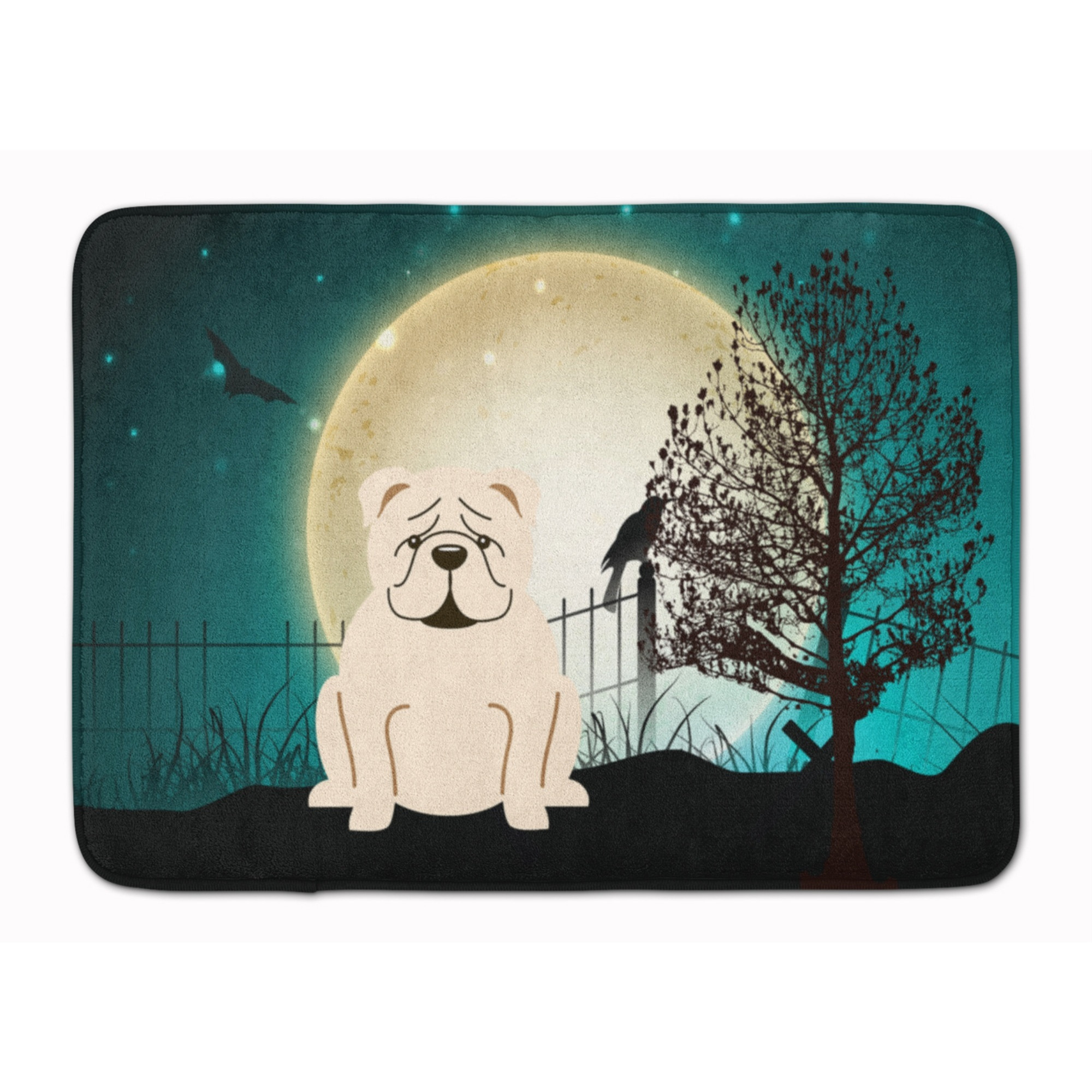 &quotCaroline's Treasures Halloween Scary English Bulldog White Floor Mat, 19"" x 27"", Multicolor"