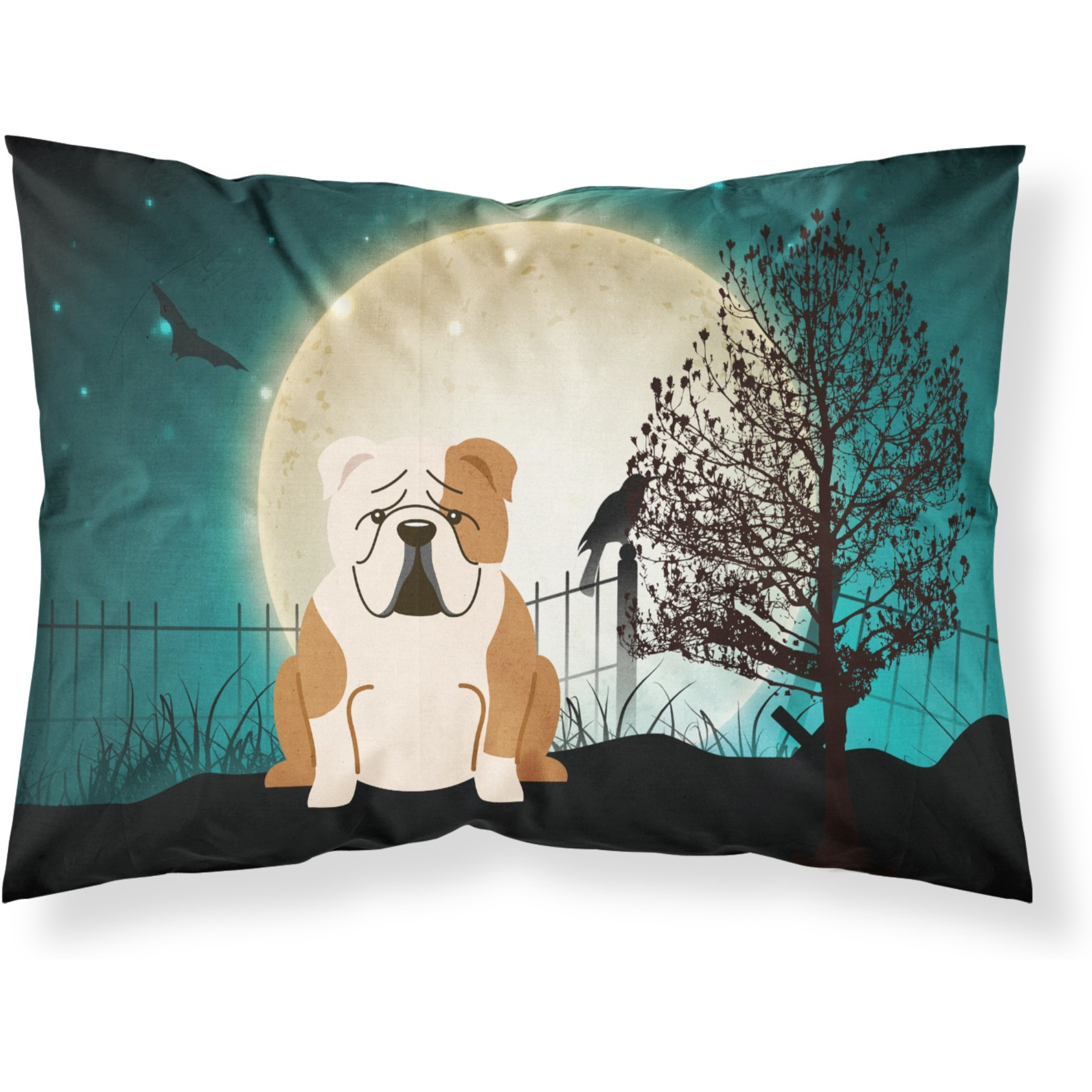 &quotCaroline's Treasures Halloween Scary English Bulldog Fawn White Fabric Standard Pillowcase BB2315PILLOWCASE, Multicolor"