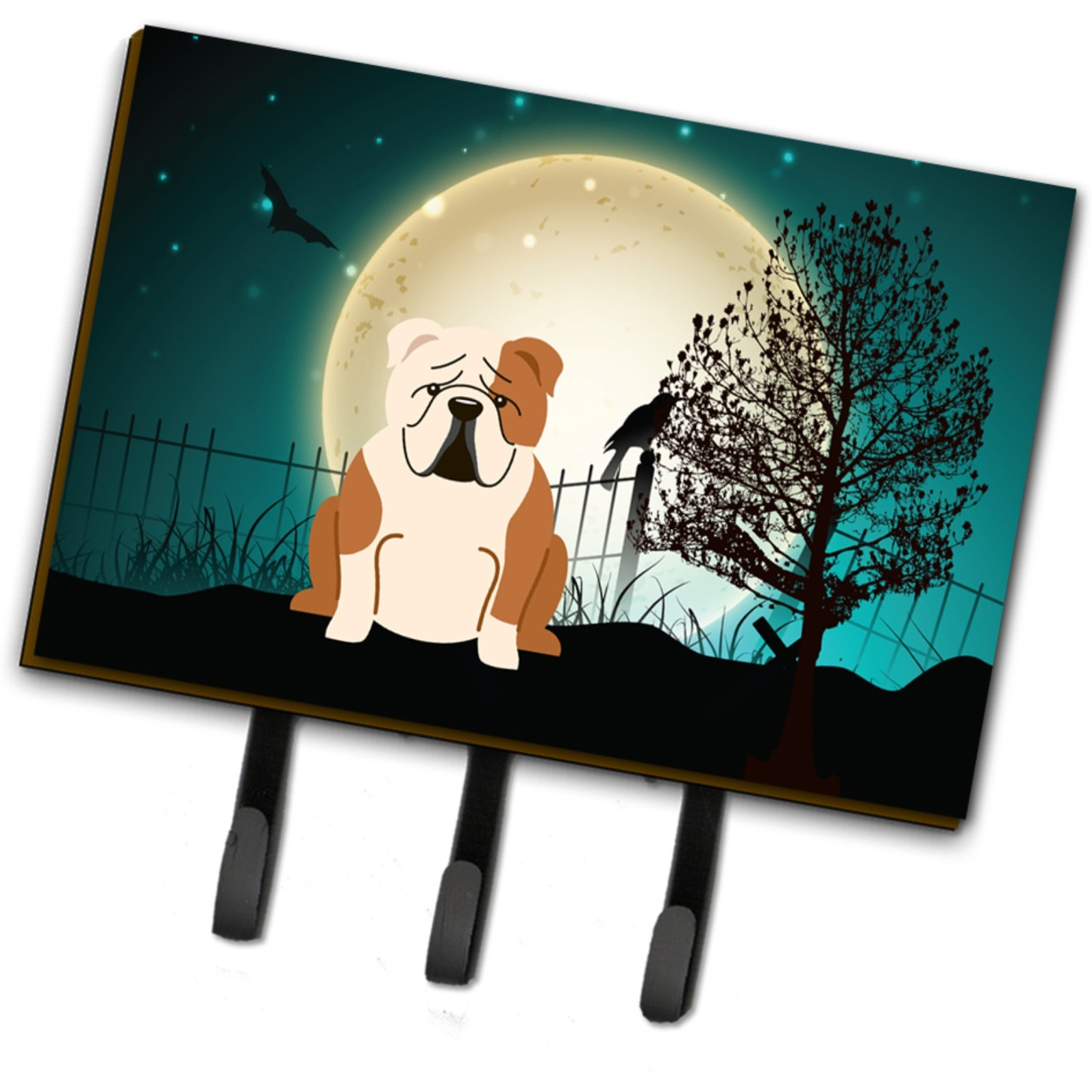 &quotCaroline's Treasures Halloween Scary English Bulldog Fawn White Leash or Key Holder BB2315TH68, Triple, Multicolor"