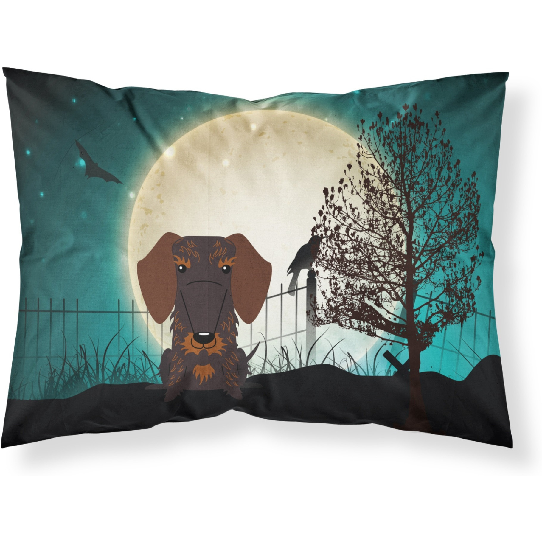 &quotCaroline's Treasures Halloween Scary Wire Haired Dachshund Chocolate Fabric Standard Pillowcase BB2319PILLOWCASE, Multicolor"