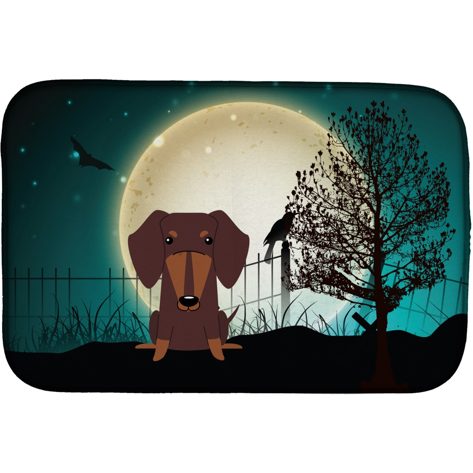 &quotCaroline's Treasures Halloween Scary Dachshund Chocolate Dish Drying Mat, 14"" x 21"""