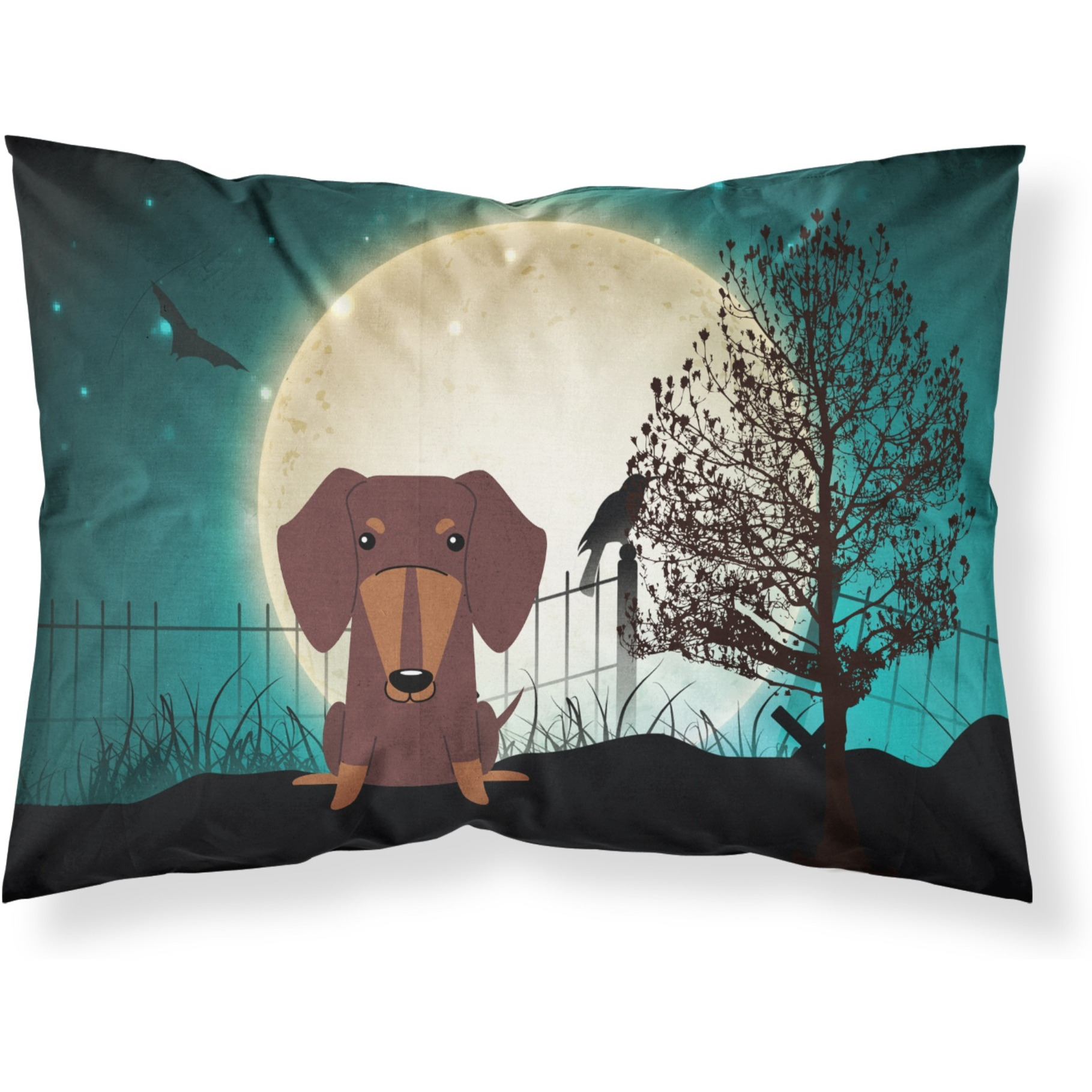 &quotCaroline's Treasures Halloween Scary Dachshund Chocolate Fabric Standard Pillowcase BB2321PILLOWCASE, Multicolor"