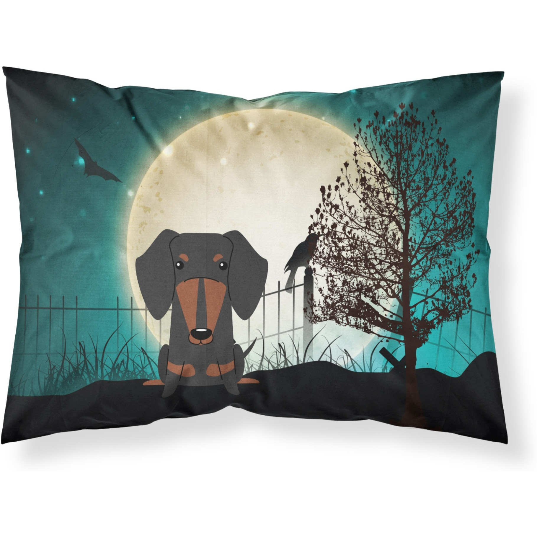 &quotCaroline's Treasures Halloween Scary Dachshund Black Tan Fabric Standard Pillowcase BB2322PILLOWCASE, Multicolor"