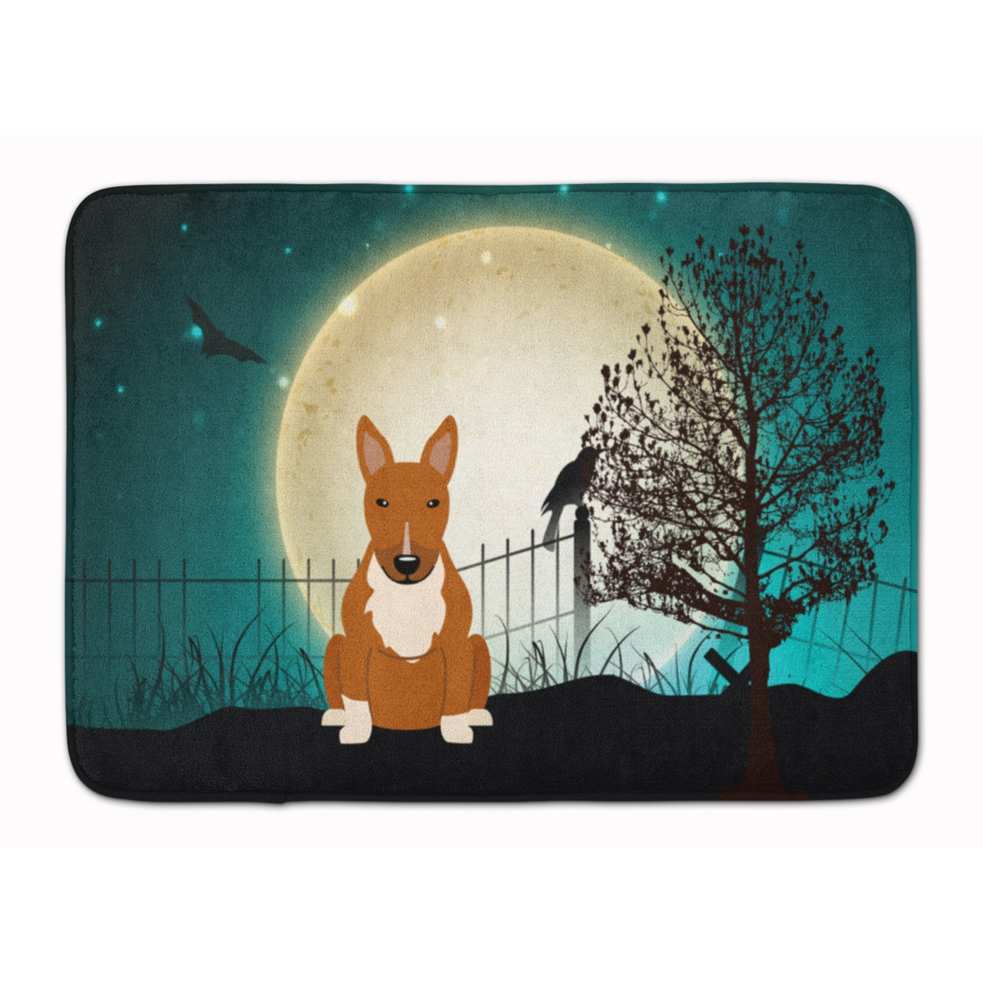 &quotCaroline's Treasures Halloween Scary Bull Terrier Red Floor Mat, 19"" x 27"", Multicolor"