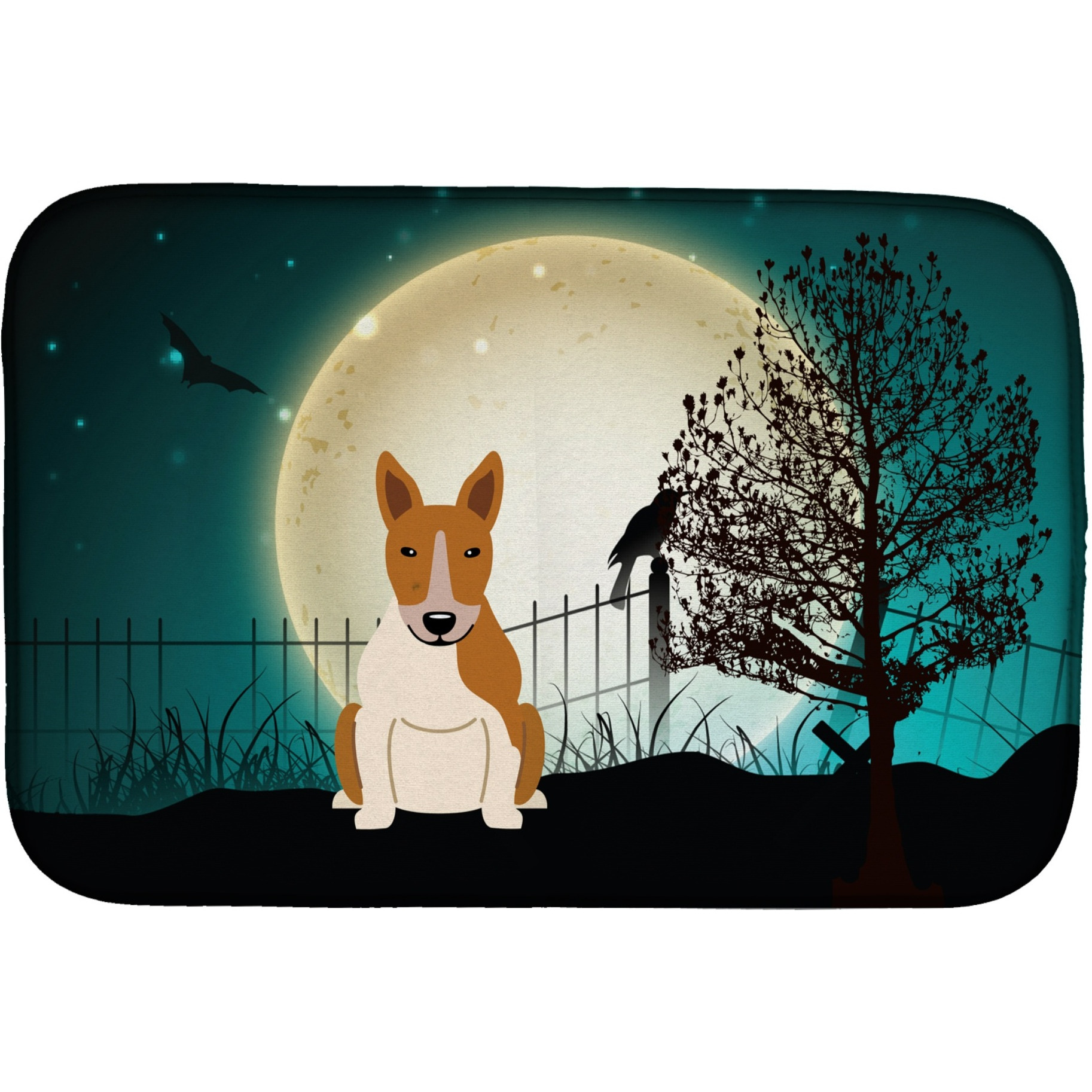 &quotCaroline's Treasures Halloween Scary Bull Terrier Red White Dish Drying Mat, 14 X 21"