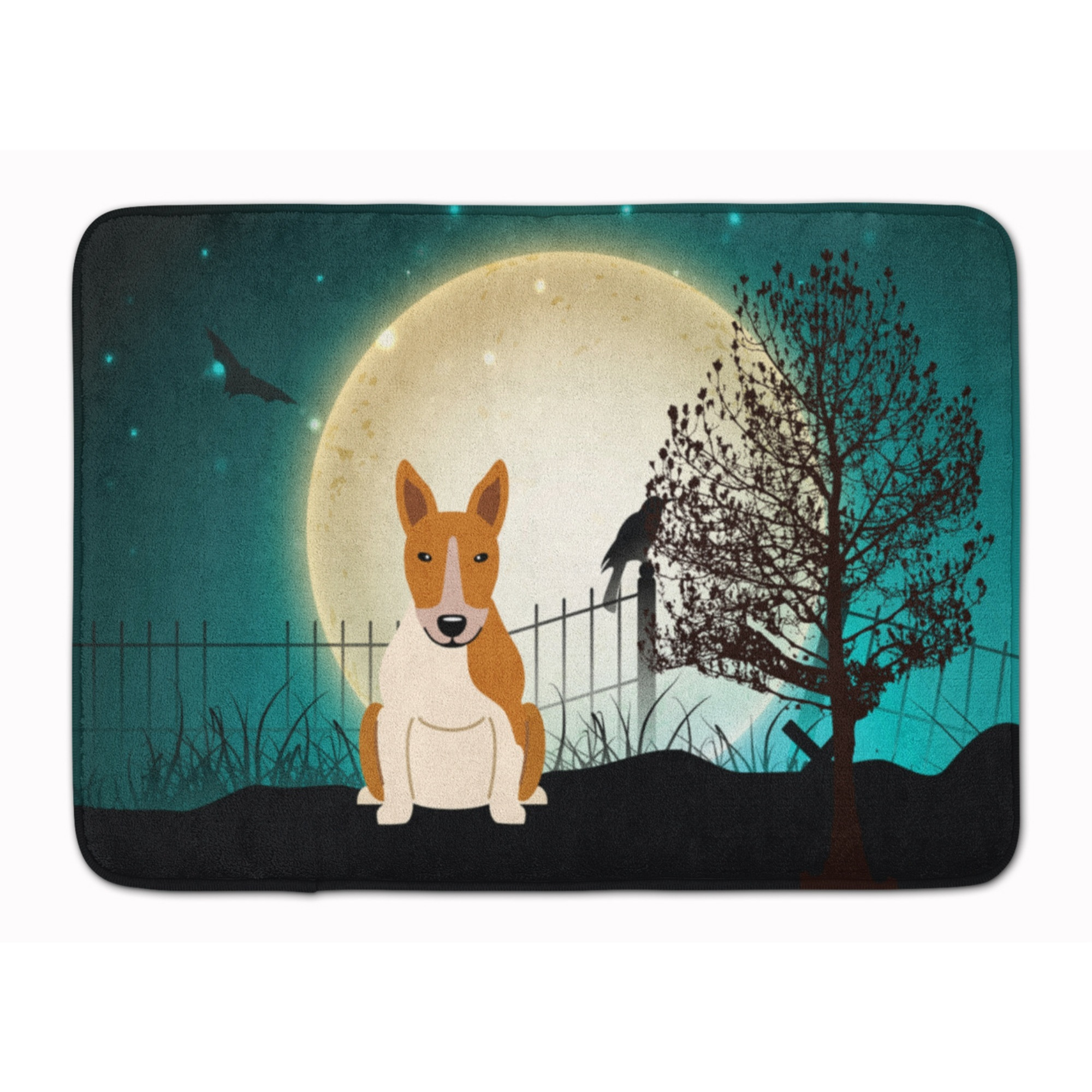 &quotCaroline's Treasures Halloween Scary Bull Terrier Red White Floor Mat, 19"" x 27"", Multicolor"