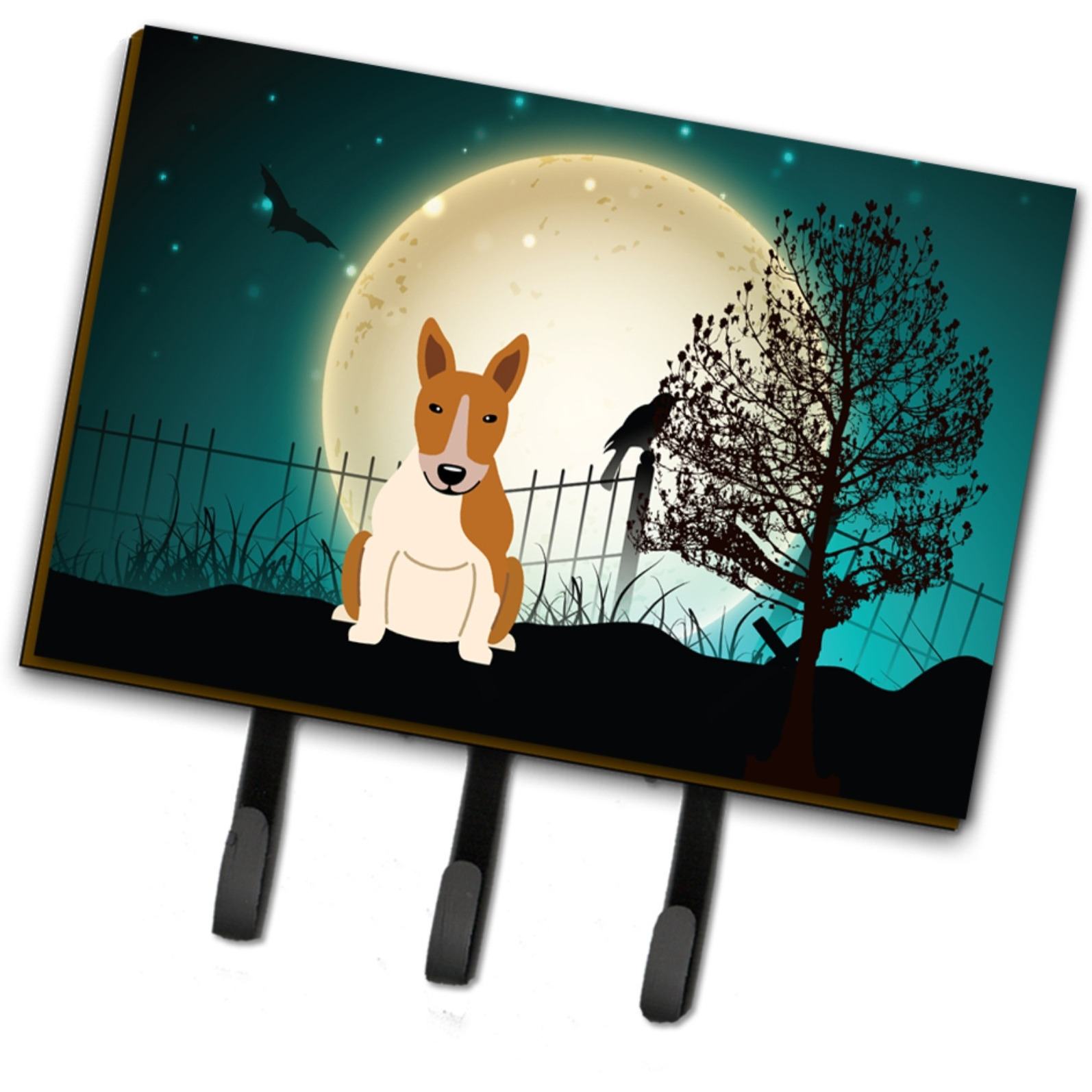 &quotCaroline's Treasures Halloween Scary Bull Terrier Red White Leash or Key Holder BB2325TH68, Triple, Multicolor"