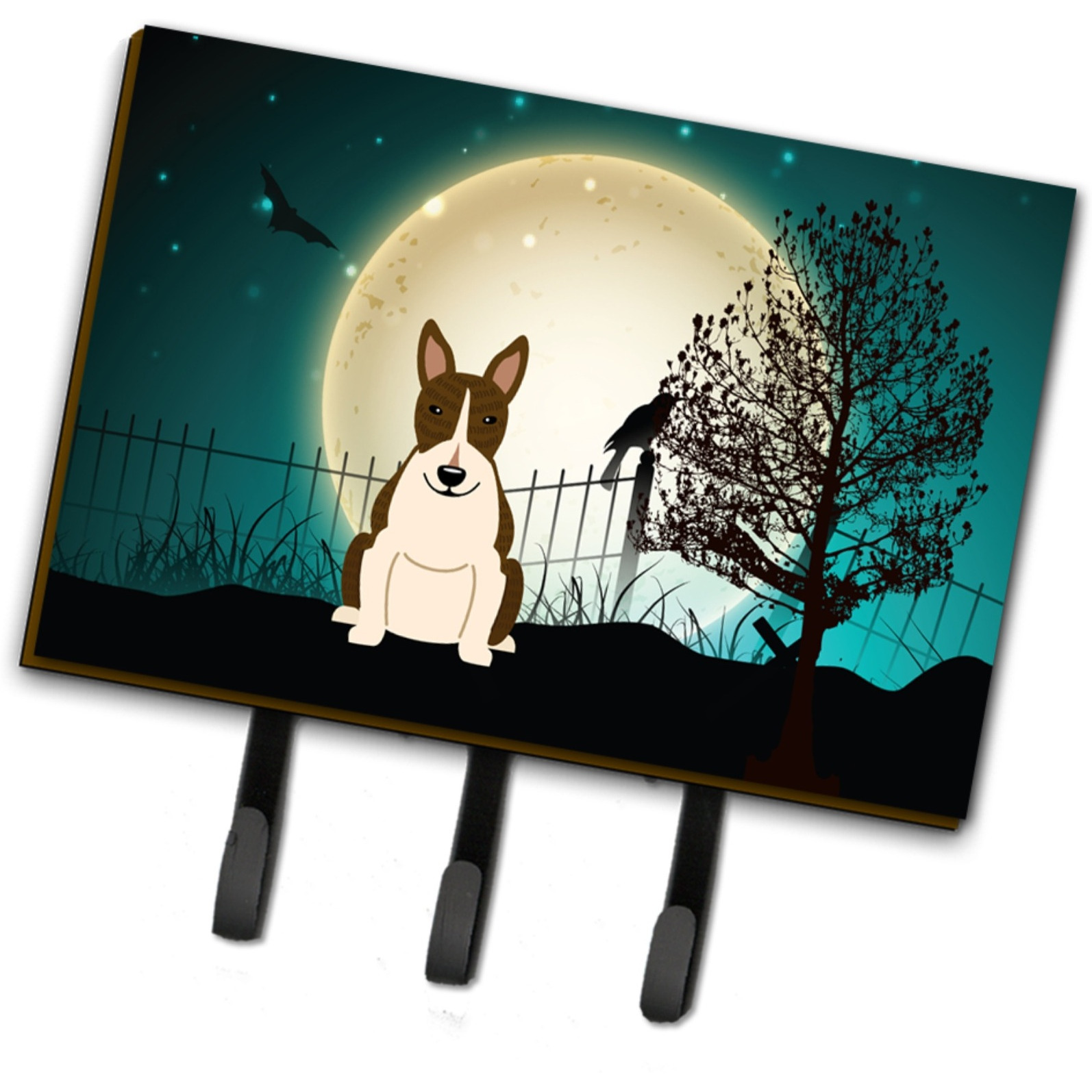 &quotCaroline's Treasures Halloween Scary Bull Terrier Dark Brindle Leash or Key Holder BB2326TH68, Triple, Multicolor"