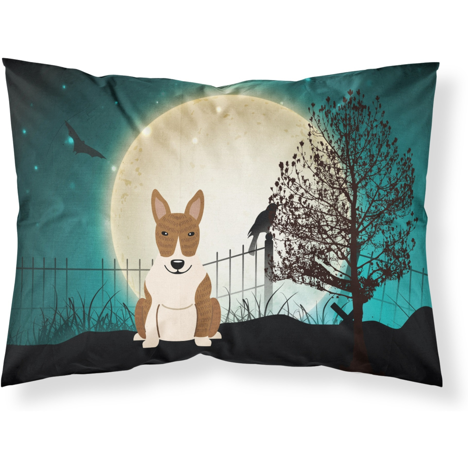 &quotCaroline's Treasures Halloween Scary Bull Terrier Brindle Fabric Standard Pillowcase BB2327PILLOWCASE, Multicolor"