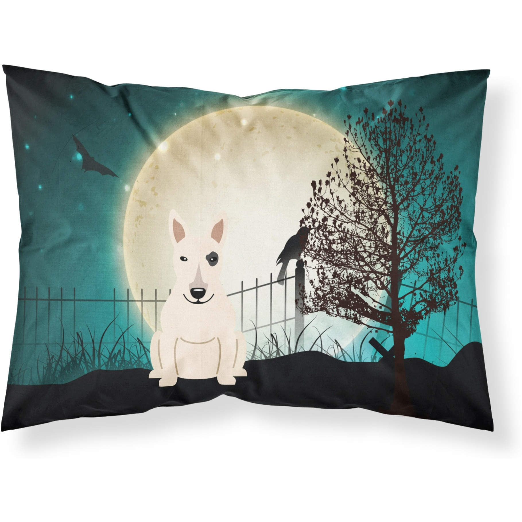 Caroline's Treasures Halloween Scary Bull Terrier White Fabric Standard Pillowcase BB2328PILLOWCASE