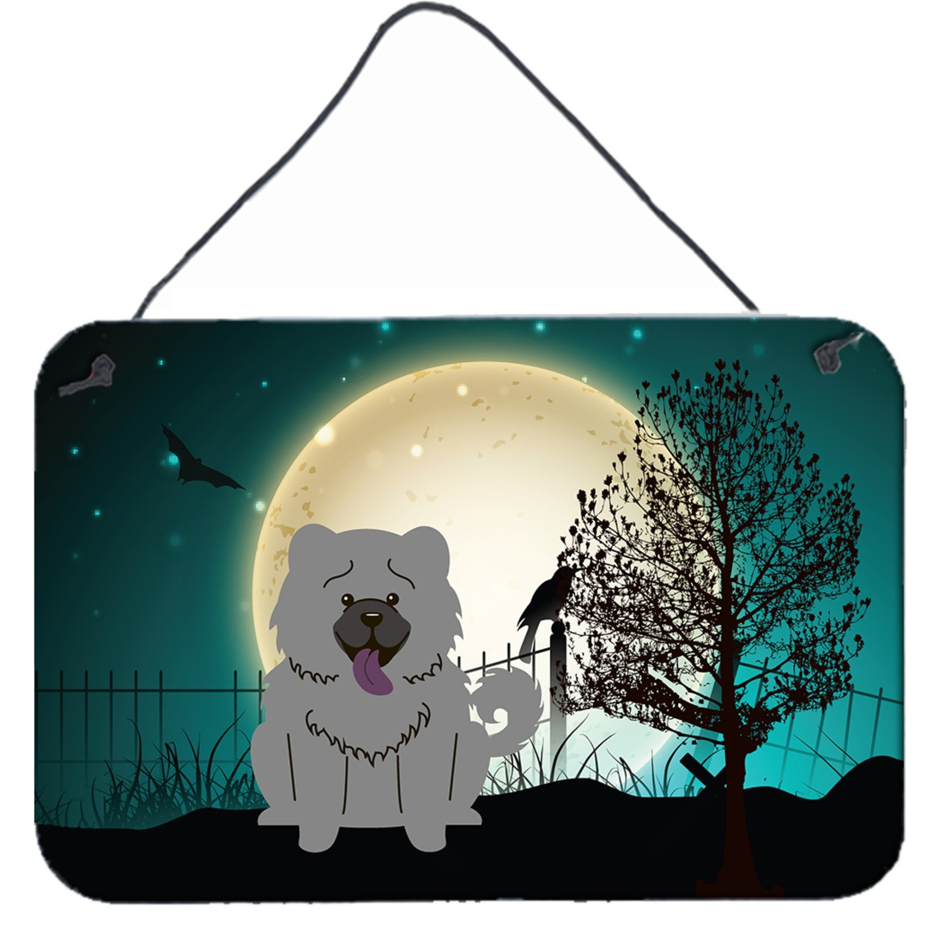 &quotCaroline's Treasures Halloween Scary Chow Blue Wall or Door Hanging Prints BB2329DS812, 8"" x 12"""