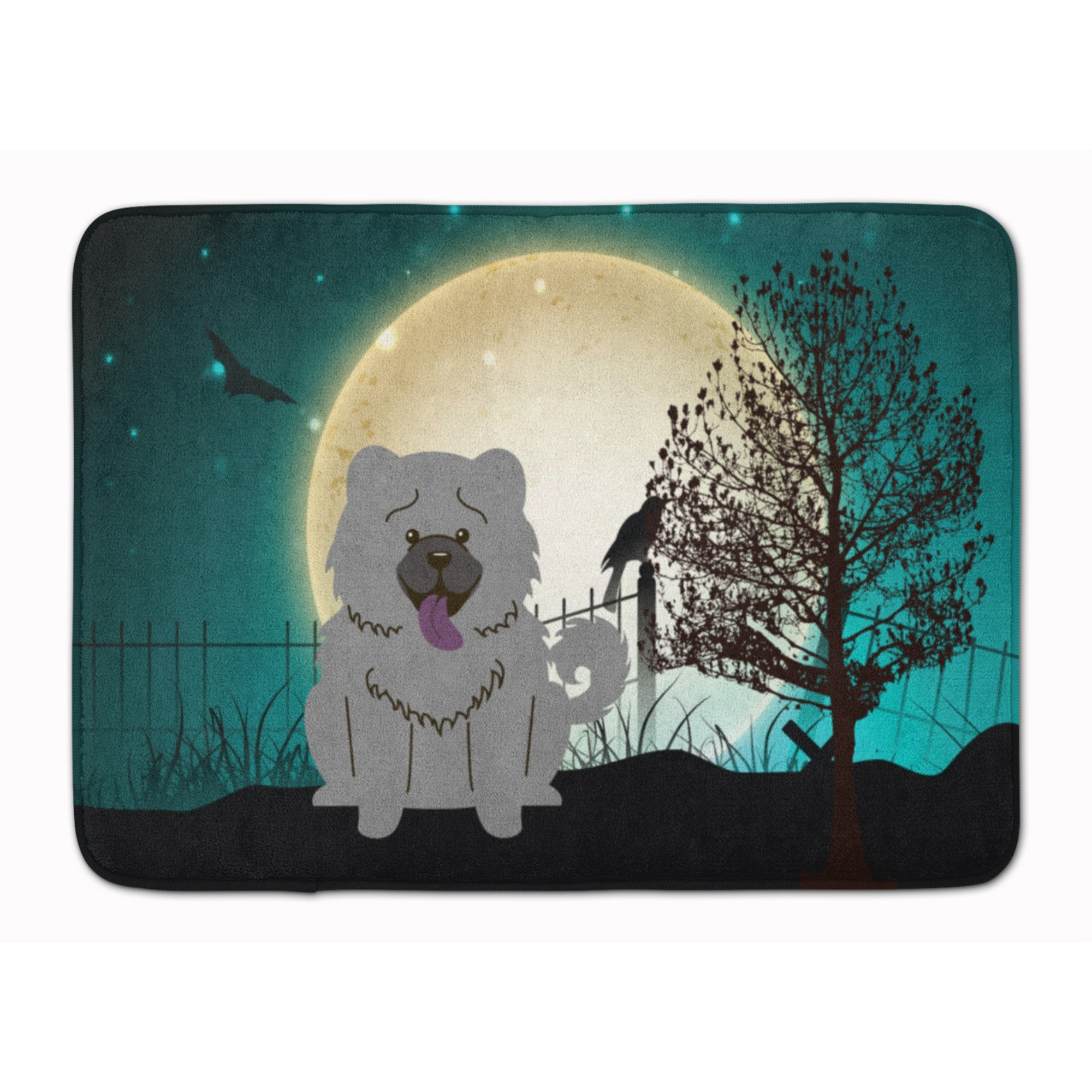 &quotCaroline's Treasures Halloween Scary Chow Blue Floor Mat, 19"" x 27"", Multicolor"