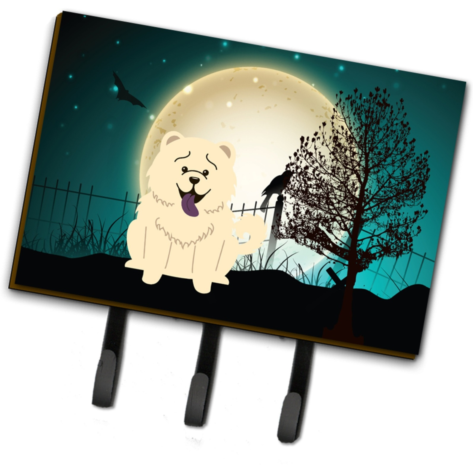 &quotCaroline's Treasures Halloween Scary Chow White Leash or Key Holder BB2330TH68, Triple, Multicolor"