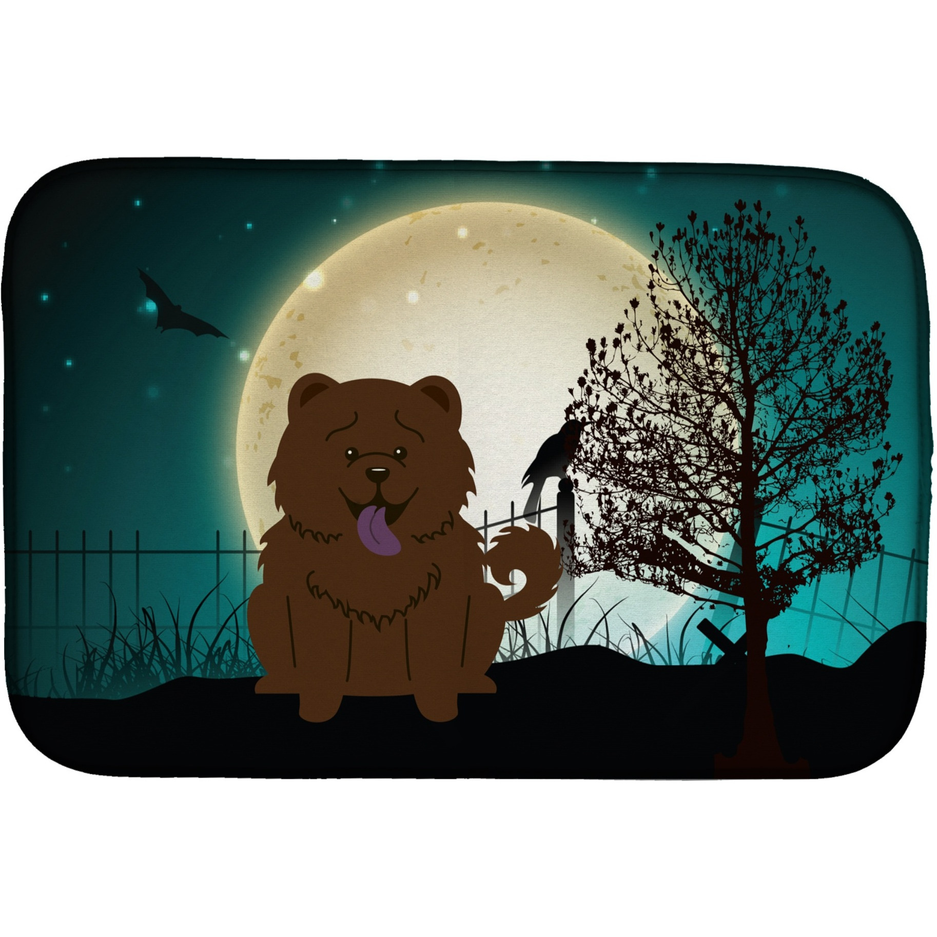 &quotCaroline's Treasures Halloween Scary Chow Chocolate Dish Drying Mat, 14 X 21"
