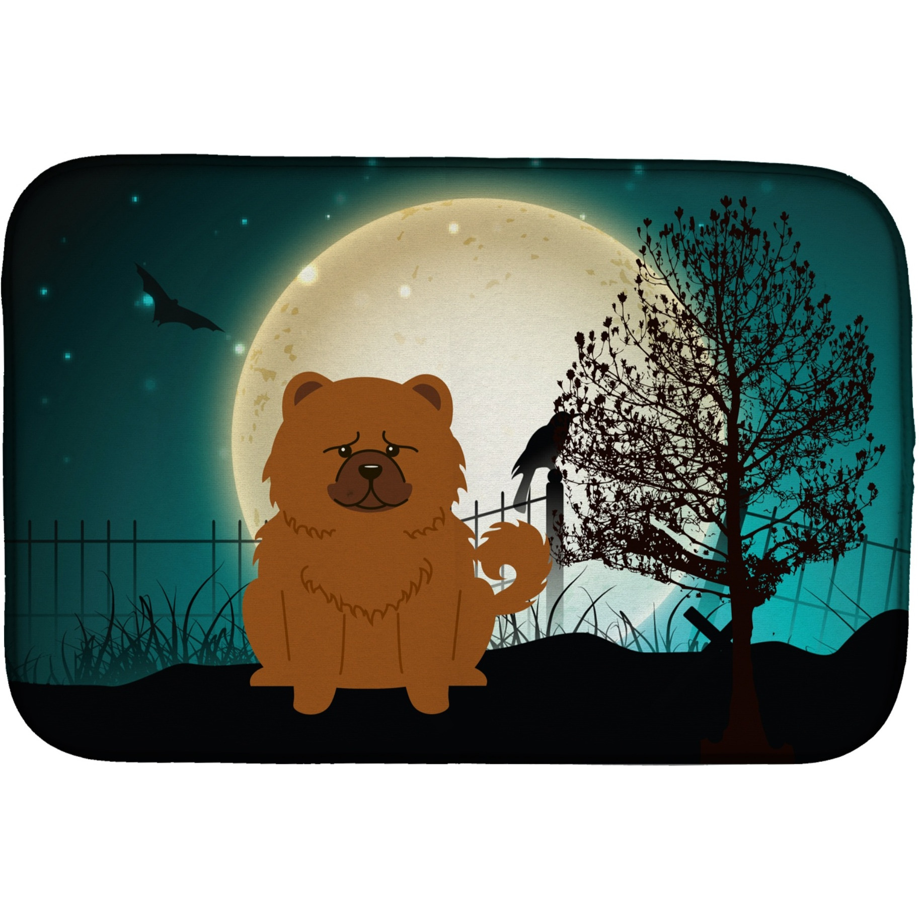 &quotCaroline's Treasures Halloween Scary Chow Red Dish Drying Mat, 14 x 21"
