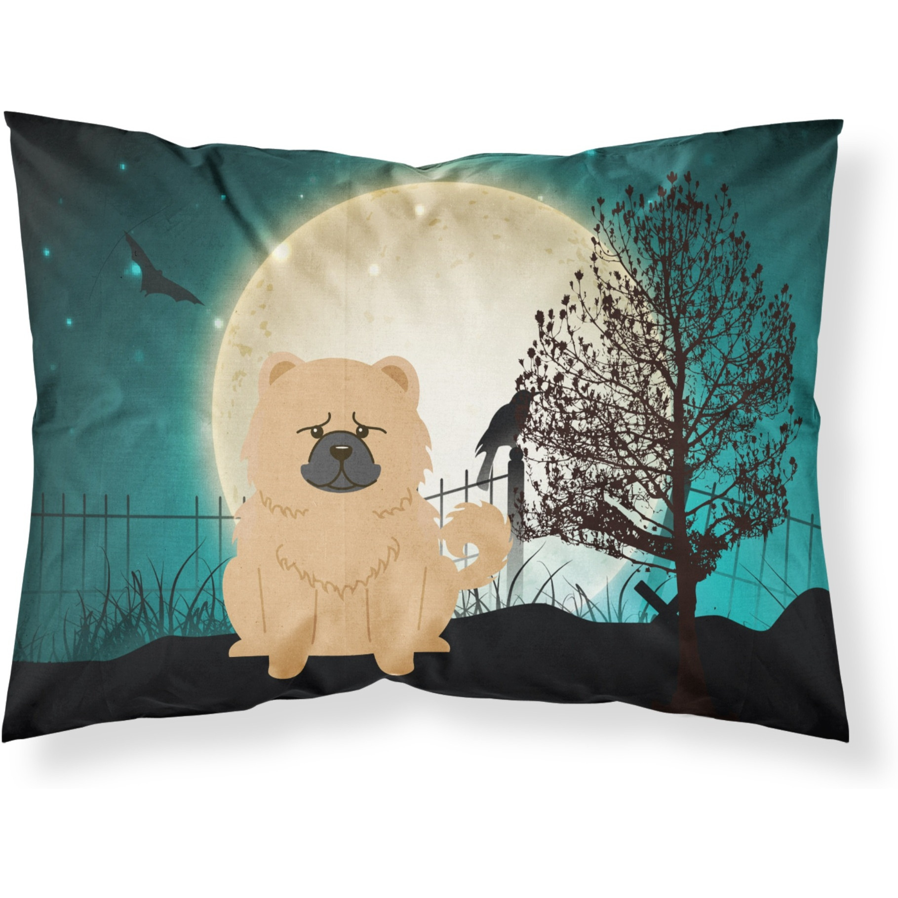 &quotCaroline's Treasures Halloween Scary Chow Cream Fabric Standard Pillowcase BB2334PILLOWCASE, Multicolor"