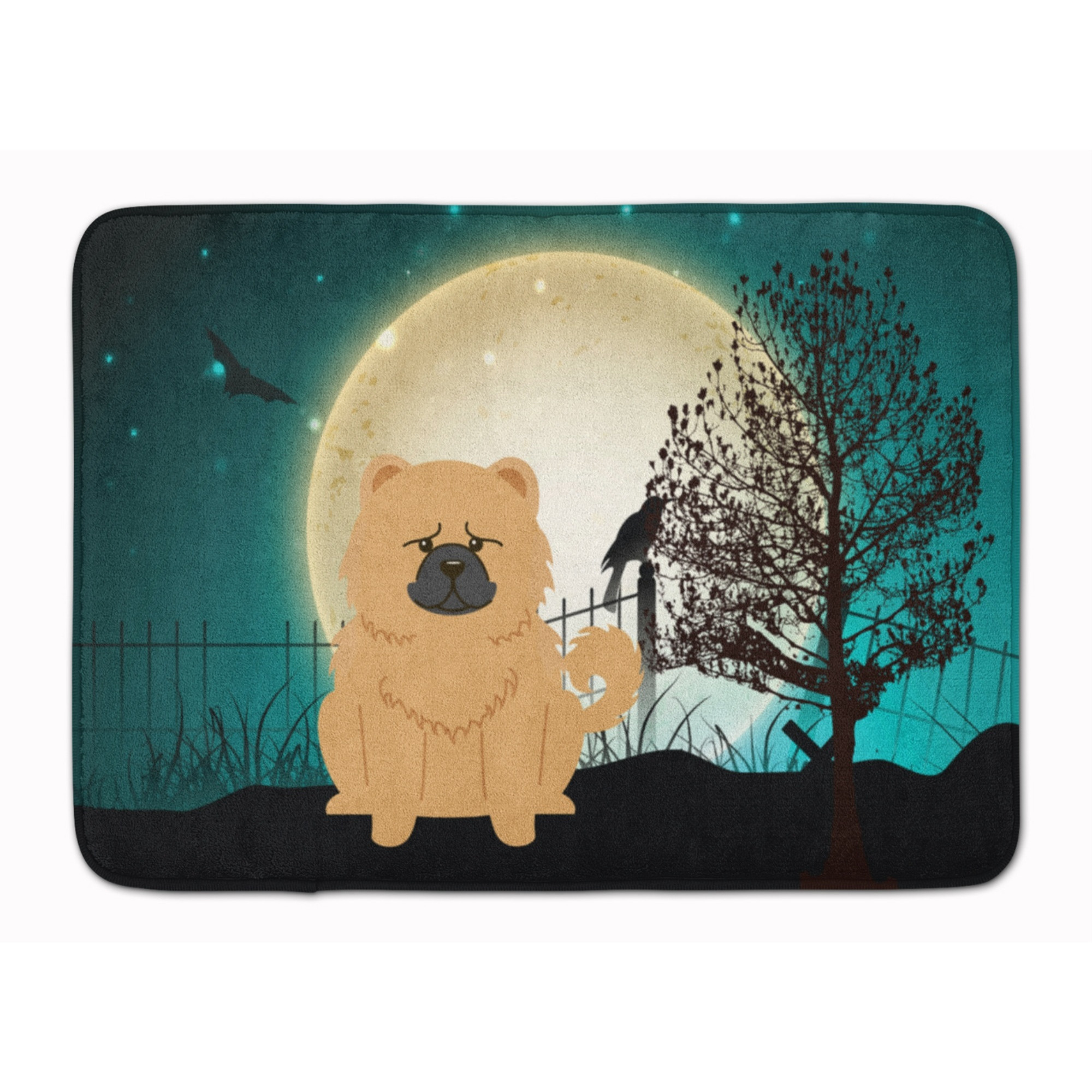 &quotCaroline's Treasures Halloween Scary Chow Cream Floor Mat, 19"" x 27"", Multicolor"