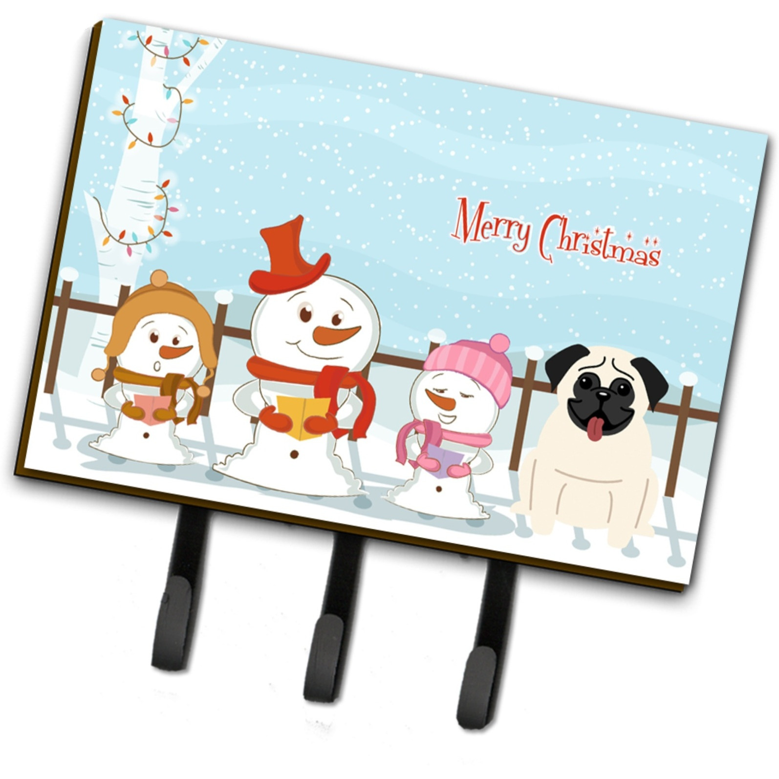&quotCaroline's Treasures Merry Christmas Carolers Pug Cream Leash or Key Holder BB2335TH68, Triple, Multicolor"