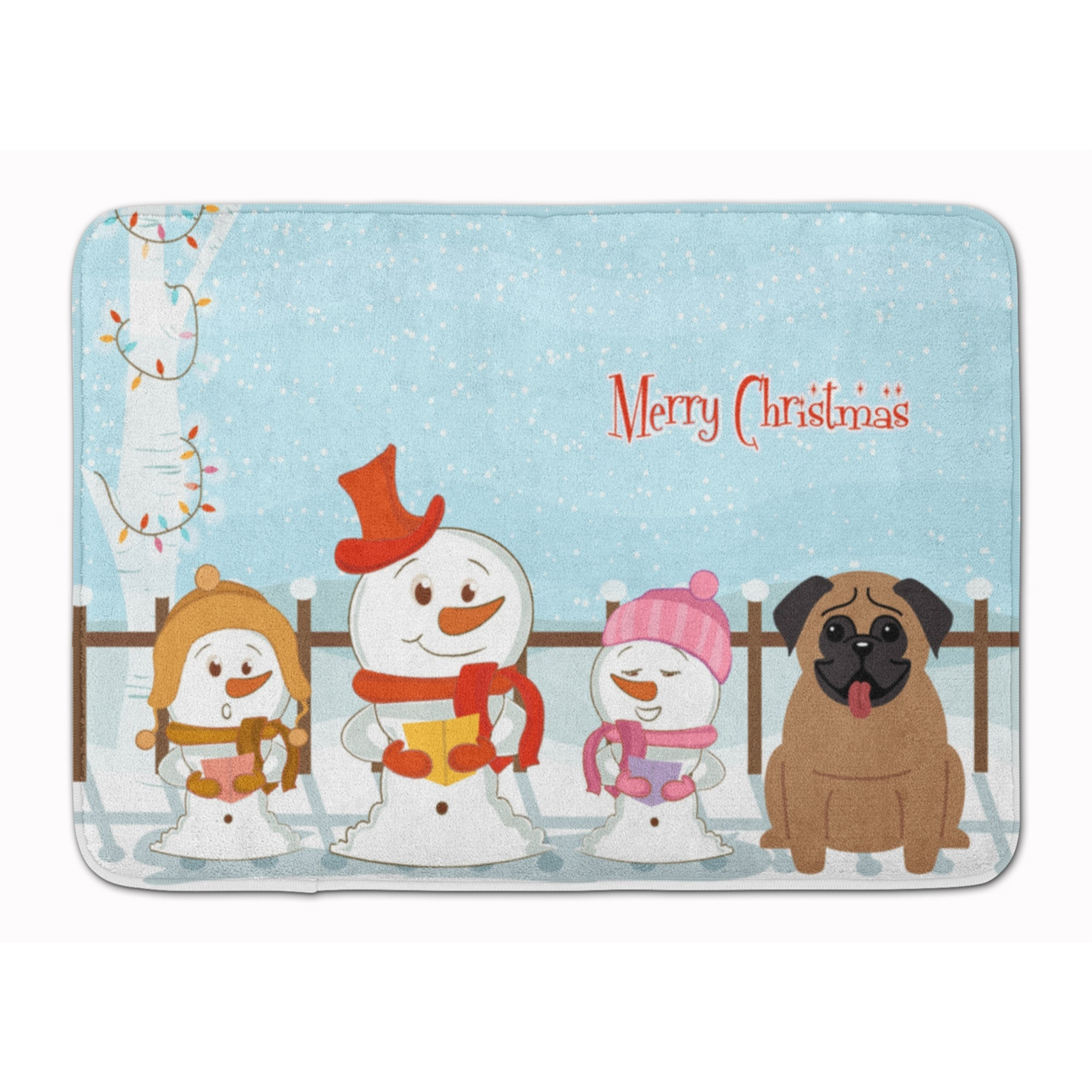 &quotCaroline's Treasures Merry Christmas Carolers Pug Brown Floor Mat, 19"" x 27"", Multicolor"