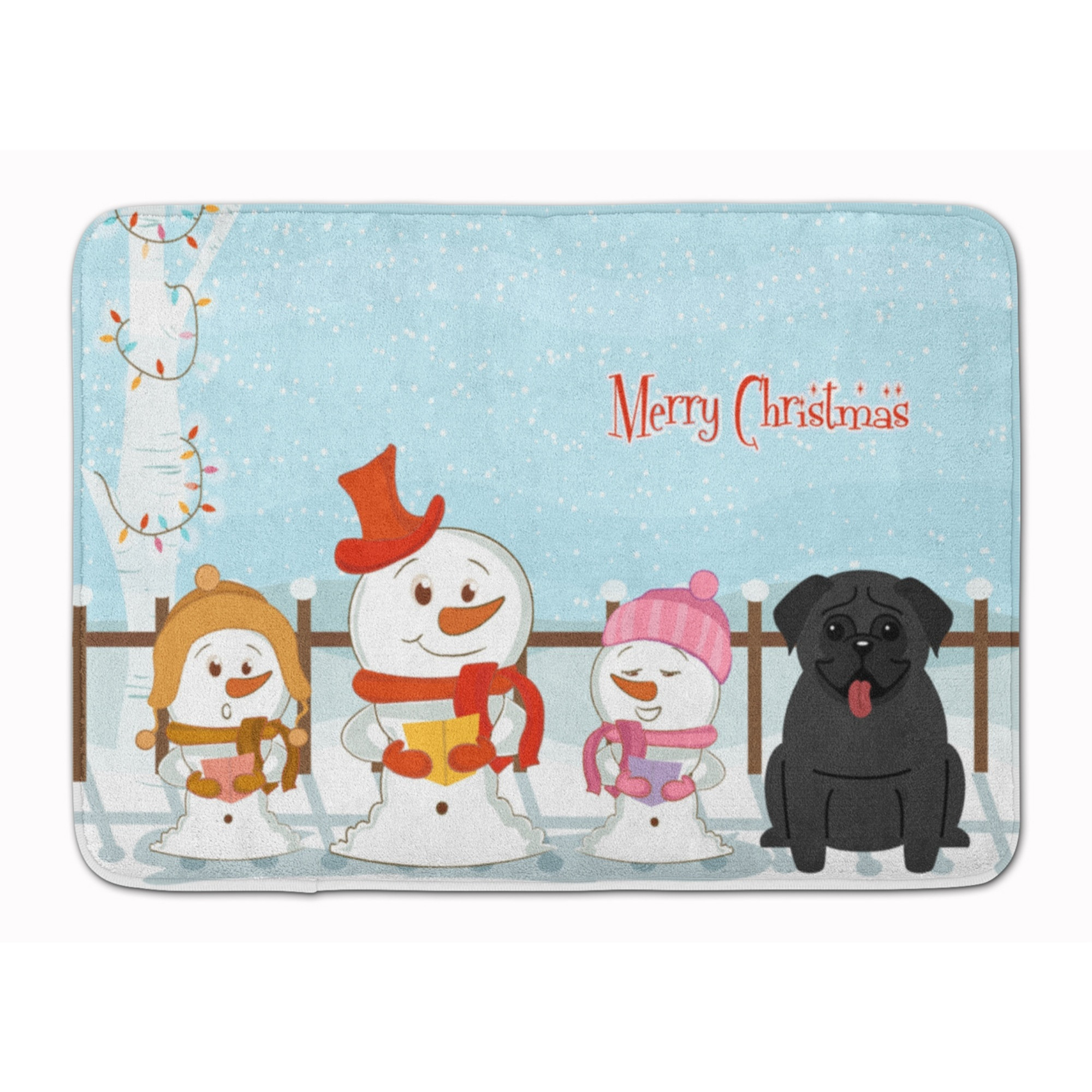 &quotCaroline's Treasures Merry Christmas Carolers Pug Black Floor Mat, 19"" x 27"", Multicolor"