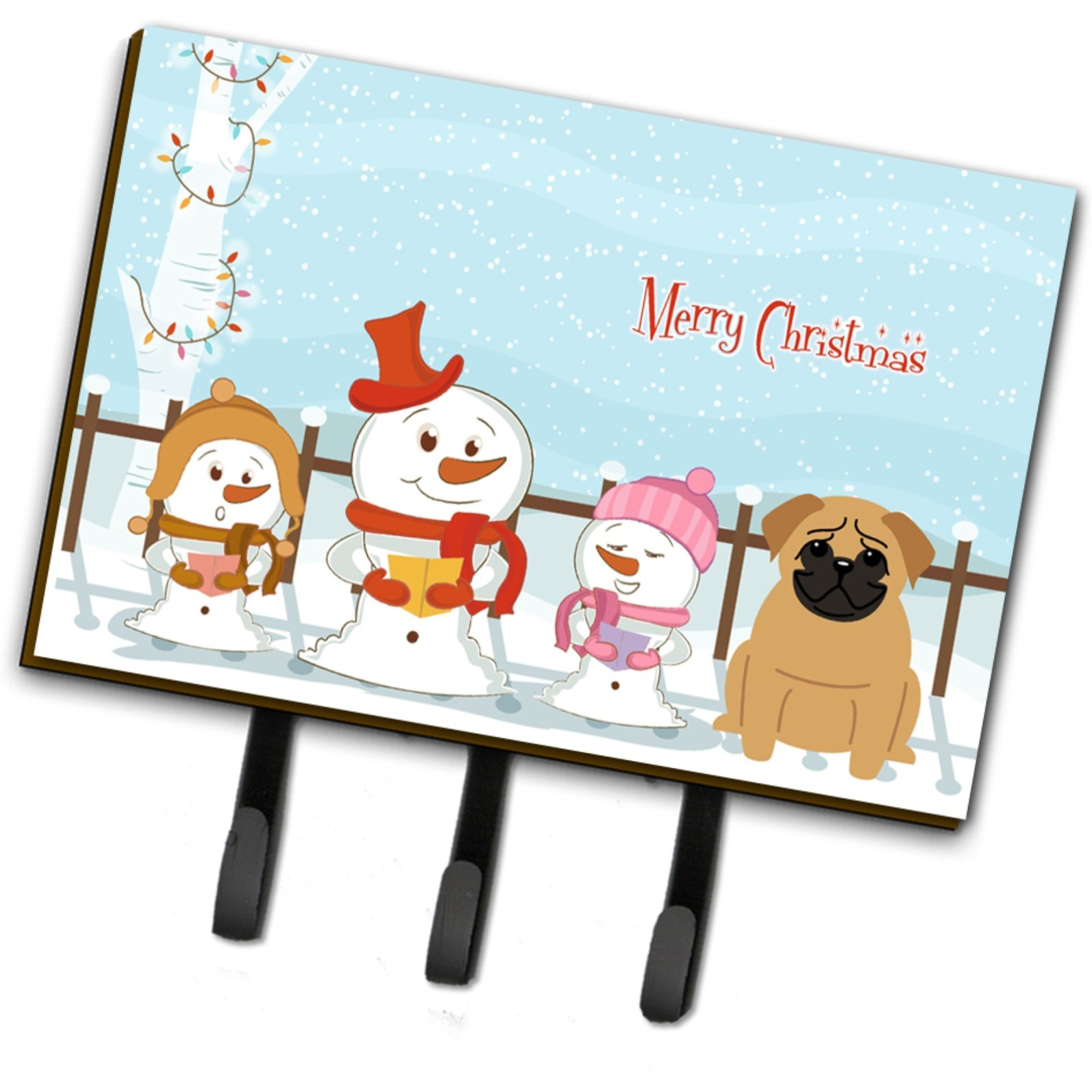 &quotCaroline's Treasures Merry Christmas Carolers Pug Brown Leash or Key Holder BB2338TH68, Triple, Multicolor"