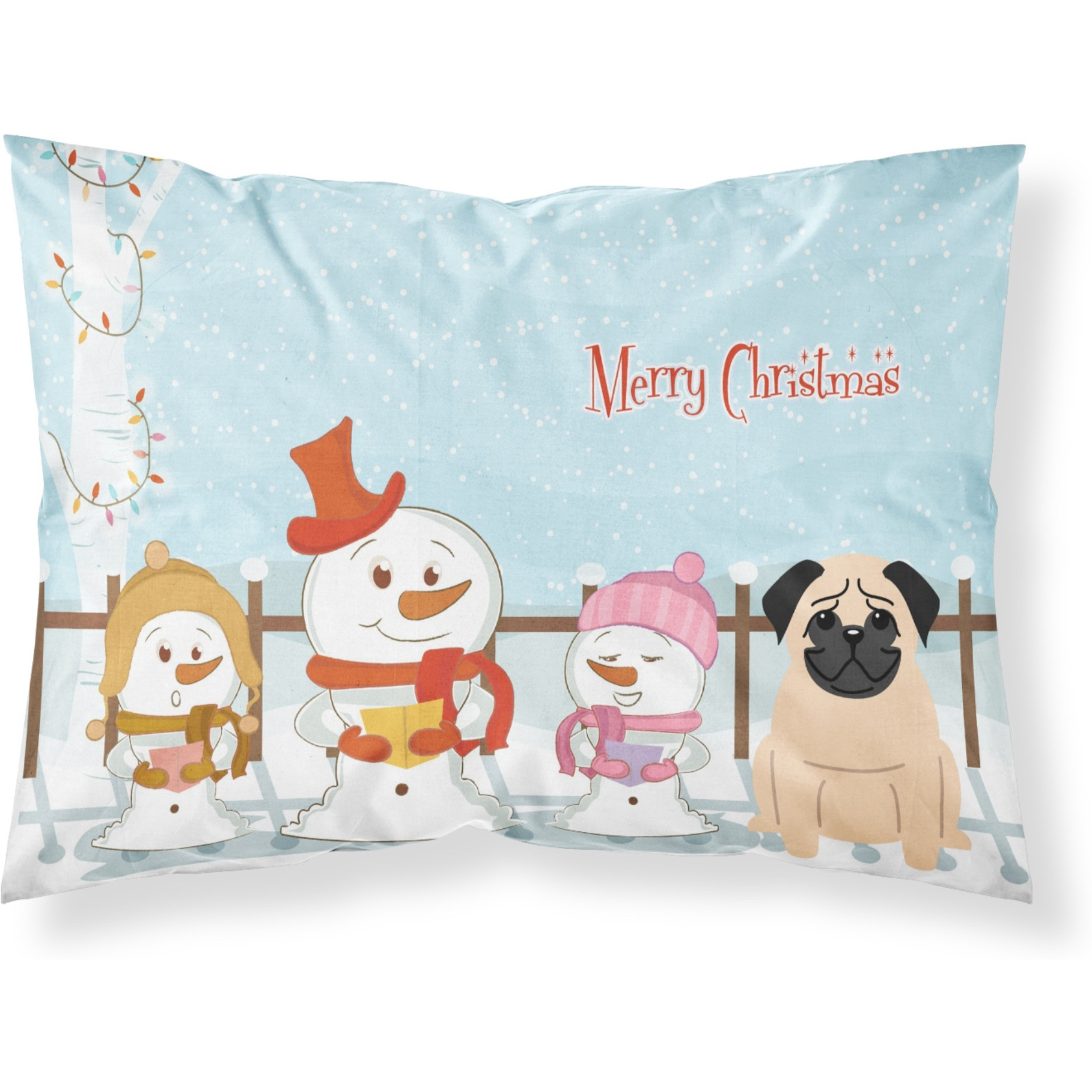 &quotCaroline's Treasures Merry Christmas Carolers Pug Fawn Fabric Standard Pillowcase BB2339PILLOWCASE, Multicolor"