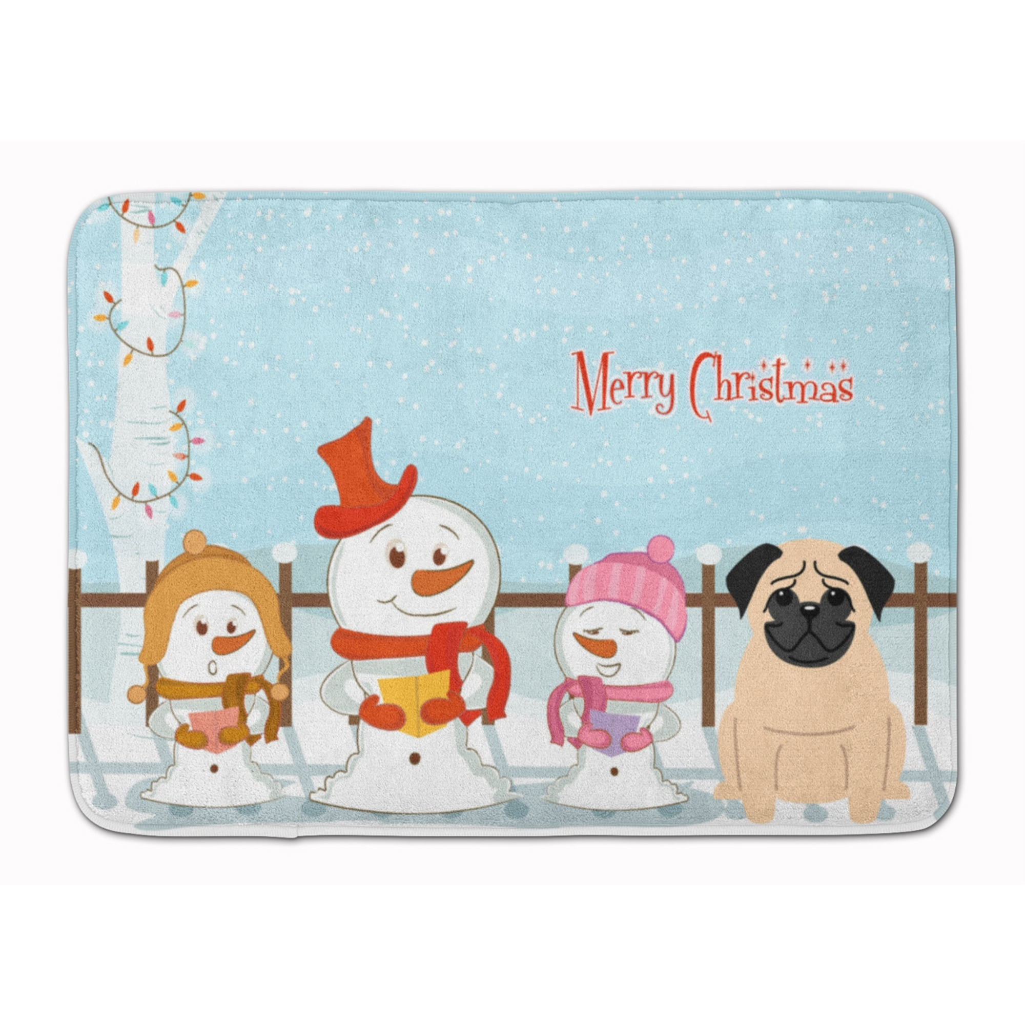 &quotCaroline's Treasures Merry Christmas Carolers Pug Fawn Floor Mat, 19"" x 27"", Multicolor"