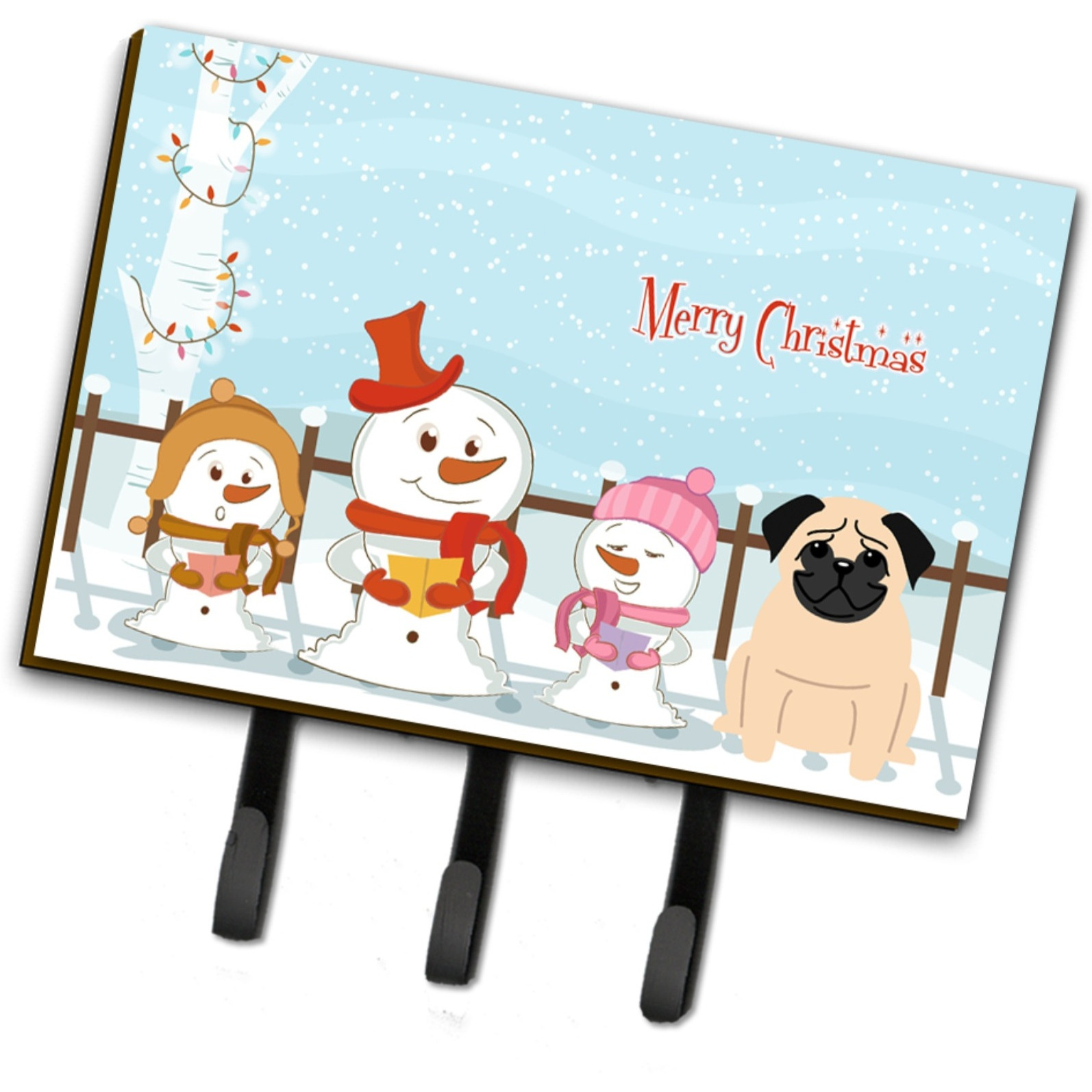 &quotCaroline's Treasures Merry Christmas Carolers Pug Fawn Leash or Key Holder BB2339TH68, Triple, Multicolor"