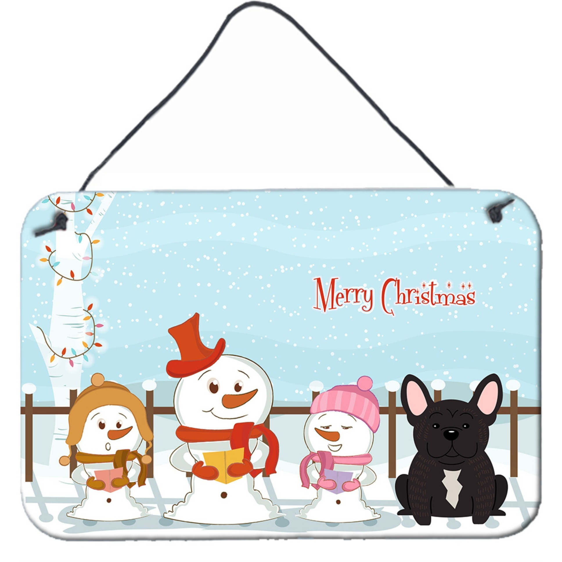 &quotCaroline's Treasures Christmas Carolers Merry French Bulldog Brindle Wall or Door Hanging Prints BB2340DS812, 8"" x 12"""