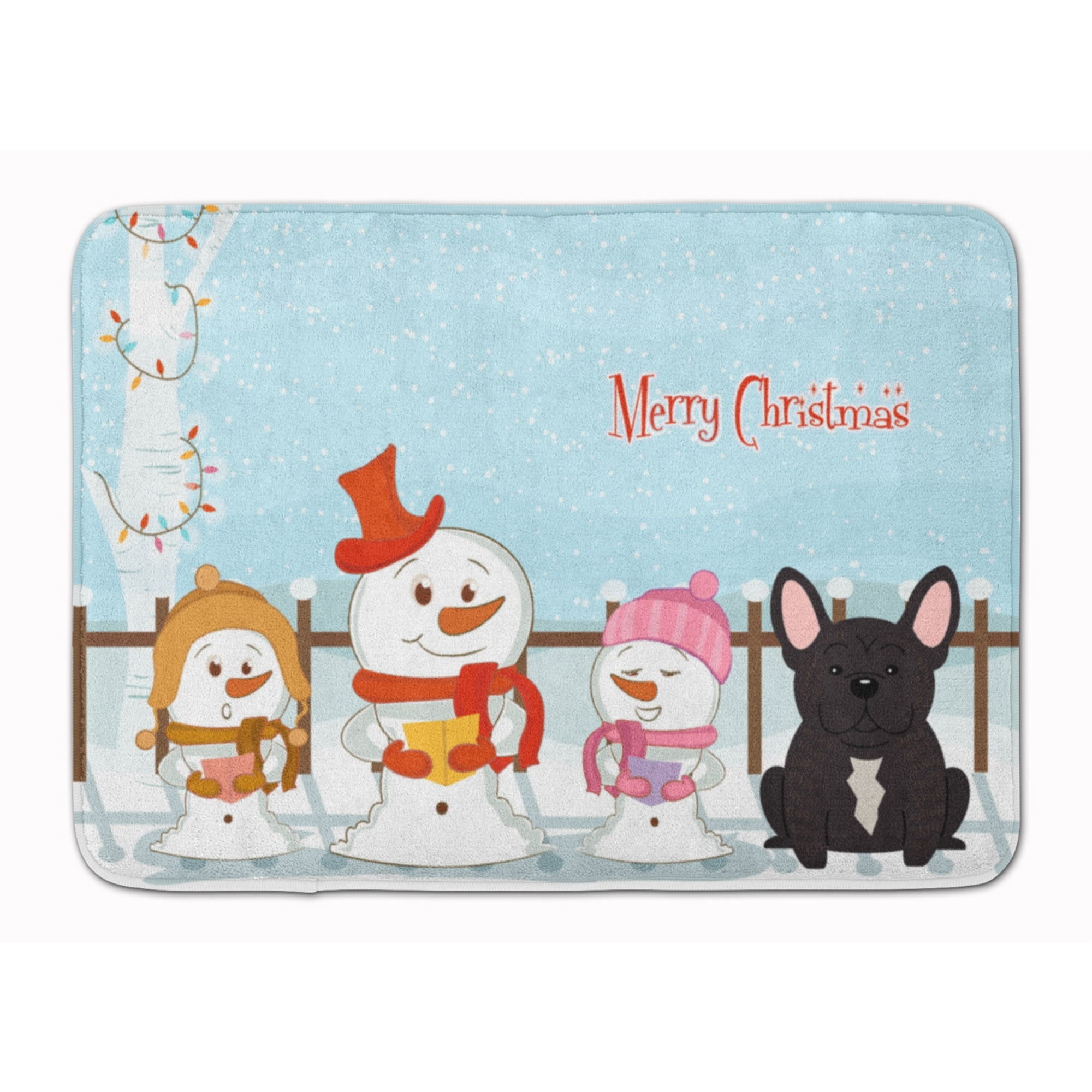 &quotCaroline's Treasures Merry Christmas French Bulldog Brindle Floor Mat, 19"" x 27"", Multicolor"