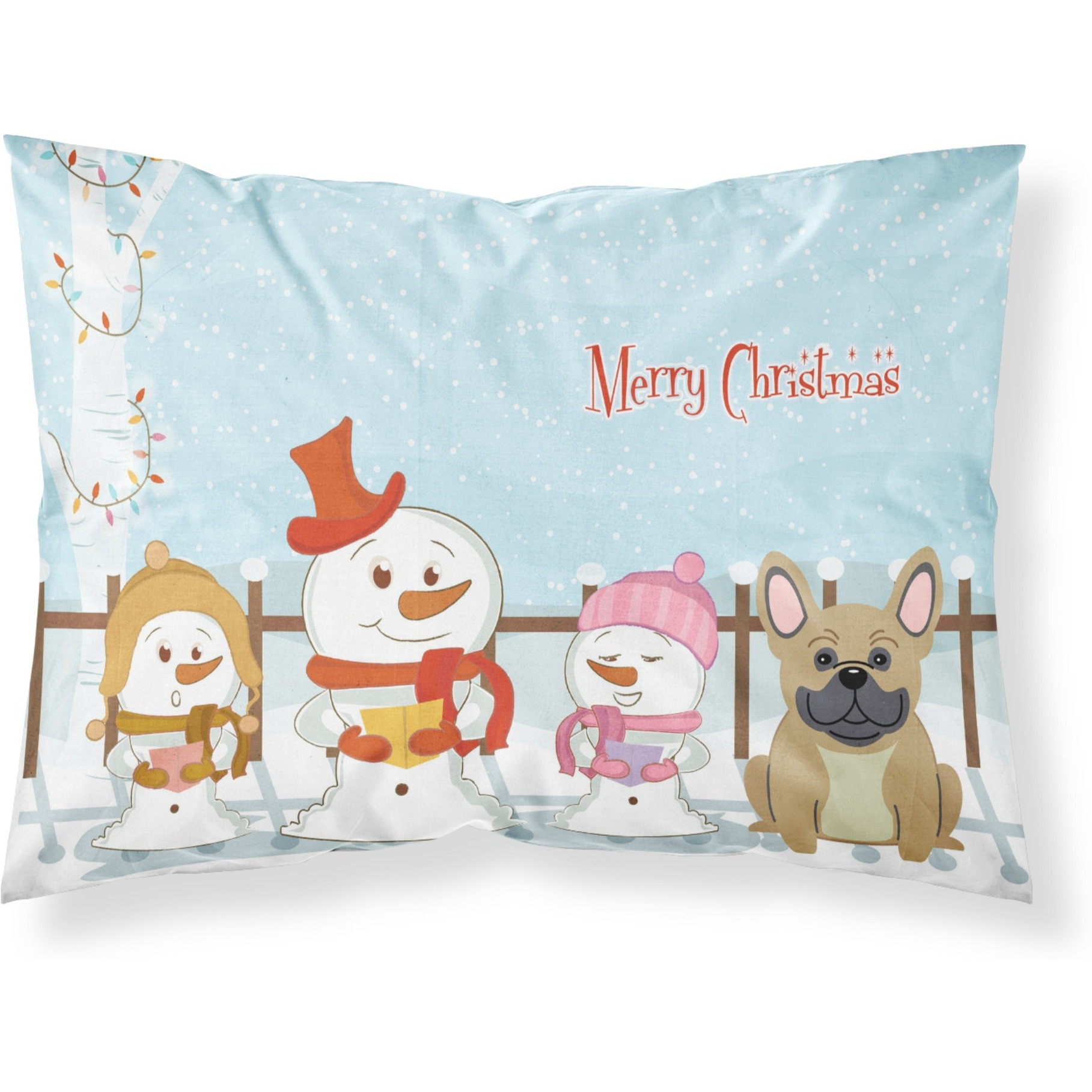 &quotCaroline's Treasures Merry Christmas Carolers French Bulldog Cream Fabric Standard Pillowcase BB2341PILLOWCASE, Multicolor"