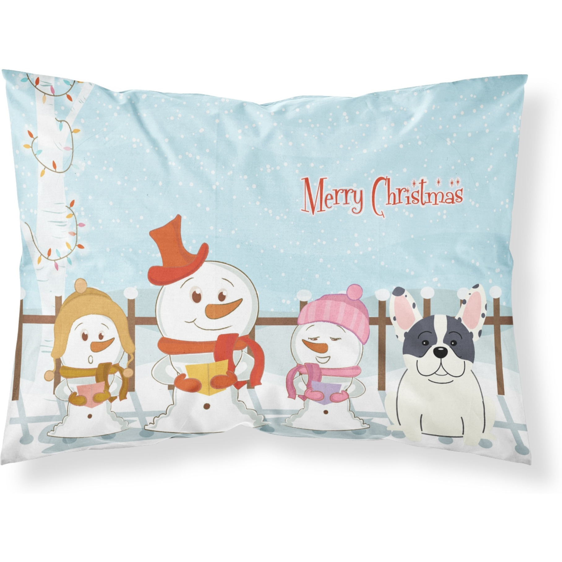 &quotCaroline's Treasures Merry Christmas Carolers French Bulldog Piebald Fabric Standard Pillowcase BB2342PILLOWCASE, Multicolor"