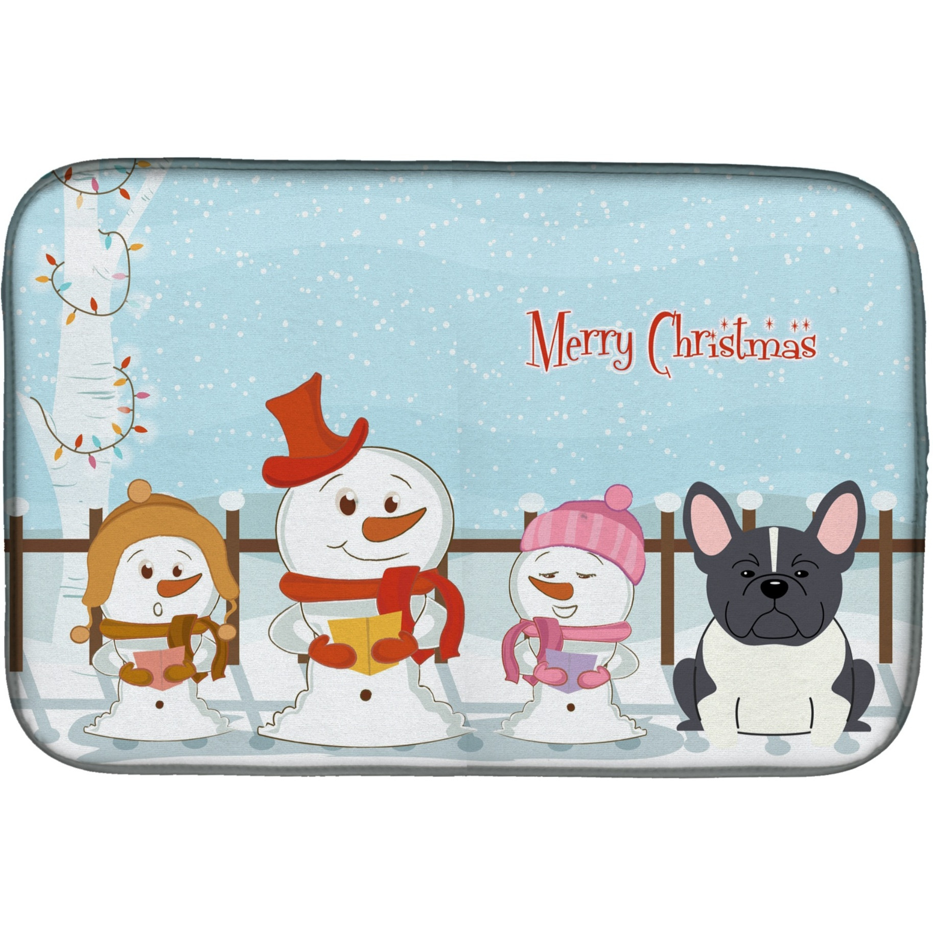 &quotCaroline's Treasures French Bulldog Dish Drying Mat, 14"" x 21"", Christmas Carolers"