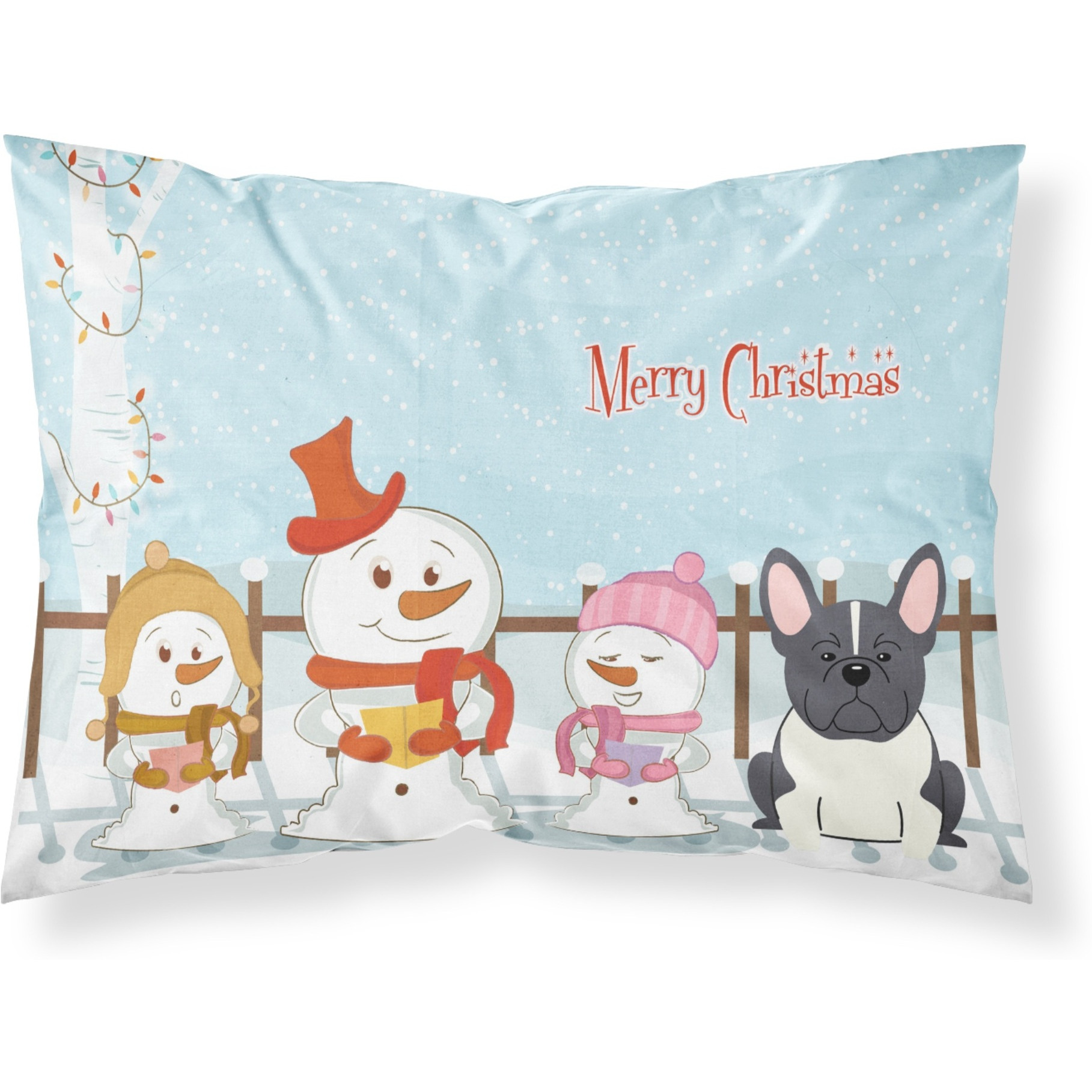 Caroline's Treasures Christmas Carolers Merry French Bulldog Black White Fabric Standard Pillowcase BB2343PILLOWCASE