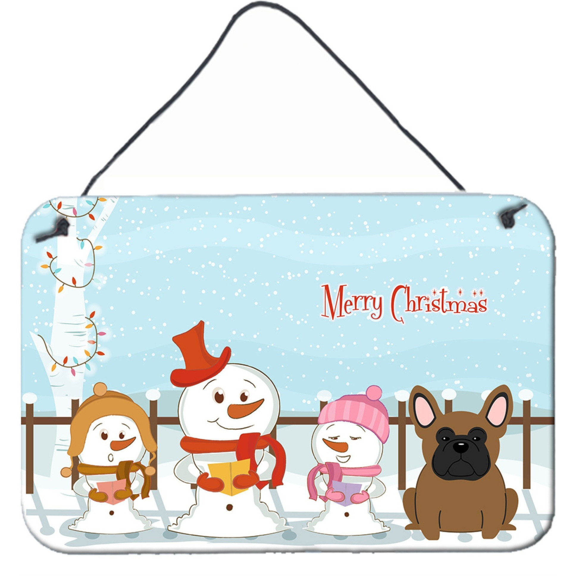 &quotCaroline's Treasures Christmas Carolers Merry French Bulldog Brown Wall or Door Hanging Prints BB2344DS812, 8"" x 12"""