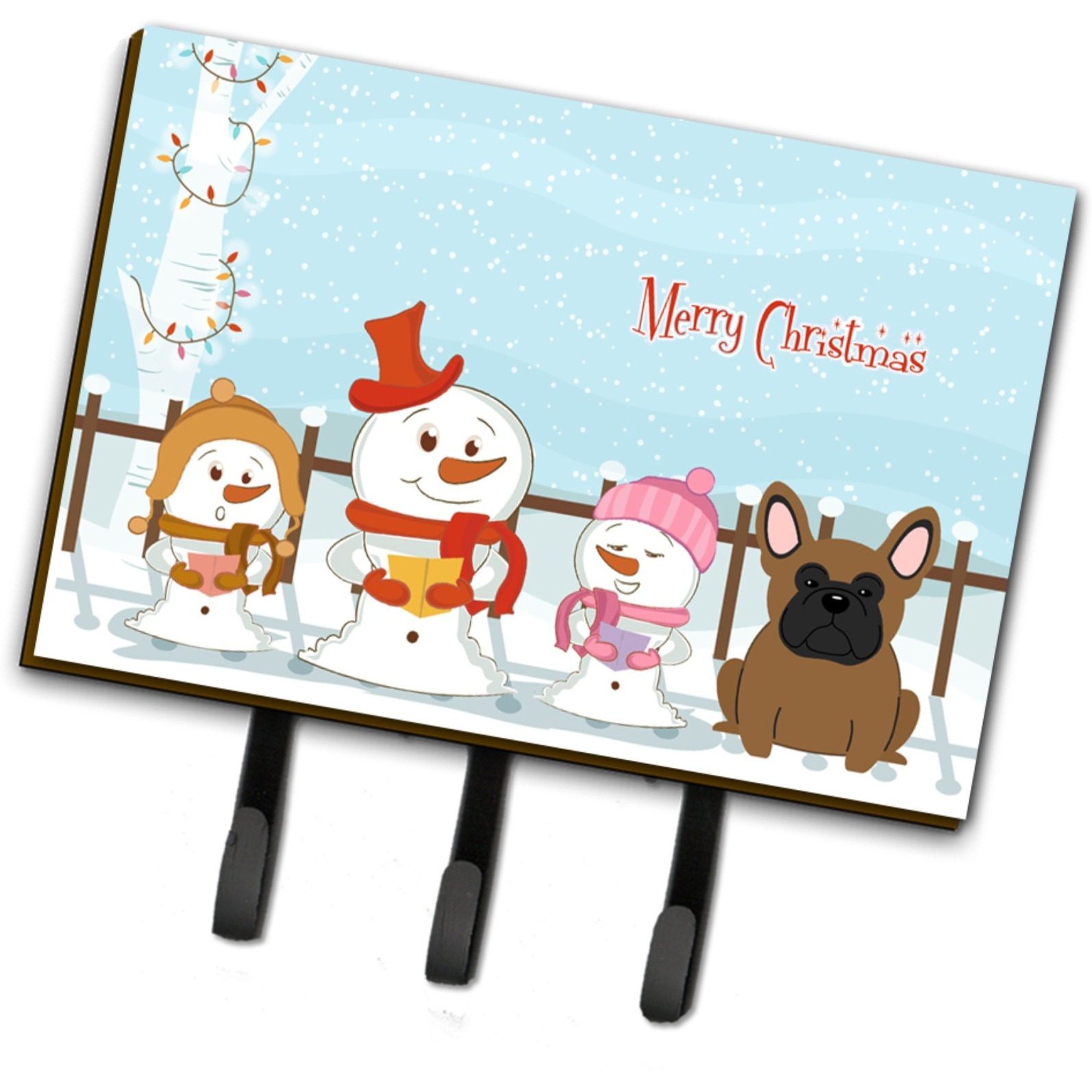 &quotCaroline's Treasures Christmas Carolers Merry French Bulldog Brown Leash or Key Holder BB2344TH68, Triple"