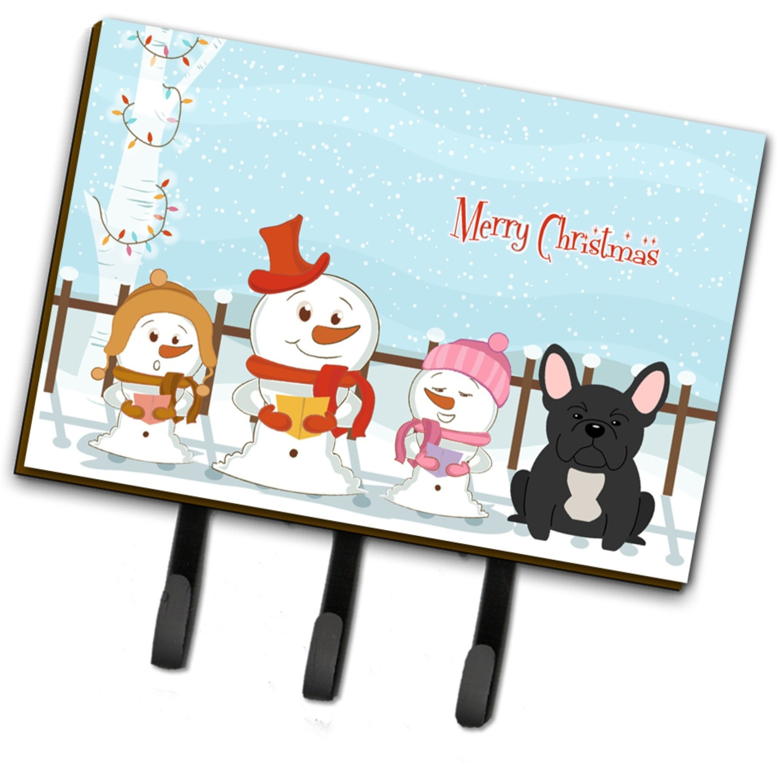 &quotCaroline's Treasures Christmas Carolers Merry French Bulldog Black Leash or Key Holder BB2345TH68, Triple"