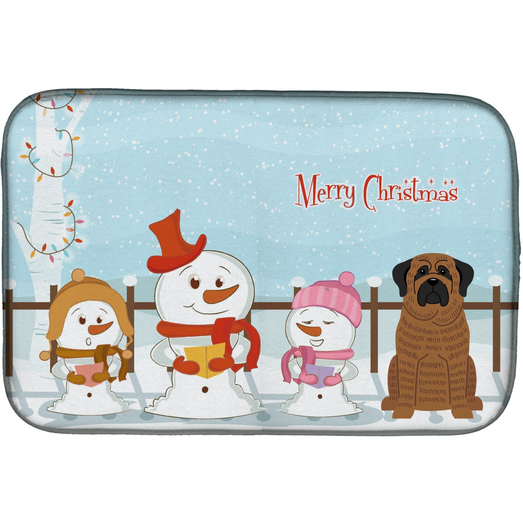 &quotCaroline's Treasures Merry Christmas Carolers Mastiff Brindle Dish Drying Mat, 14"" x 21"""