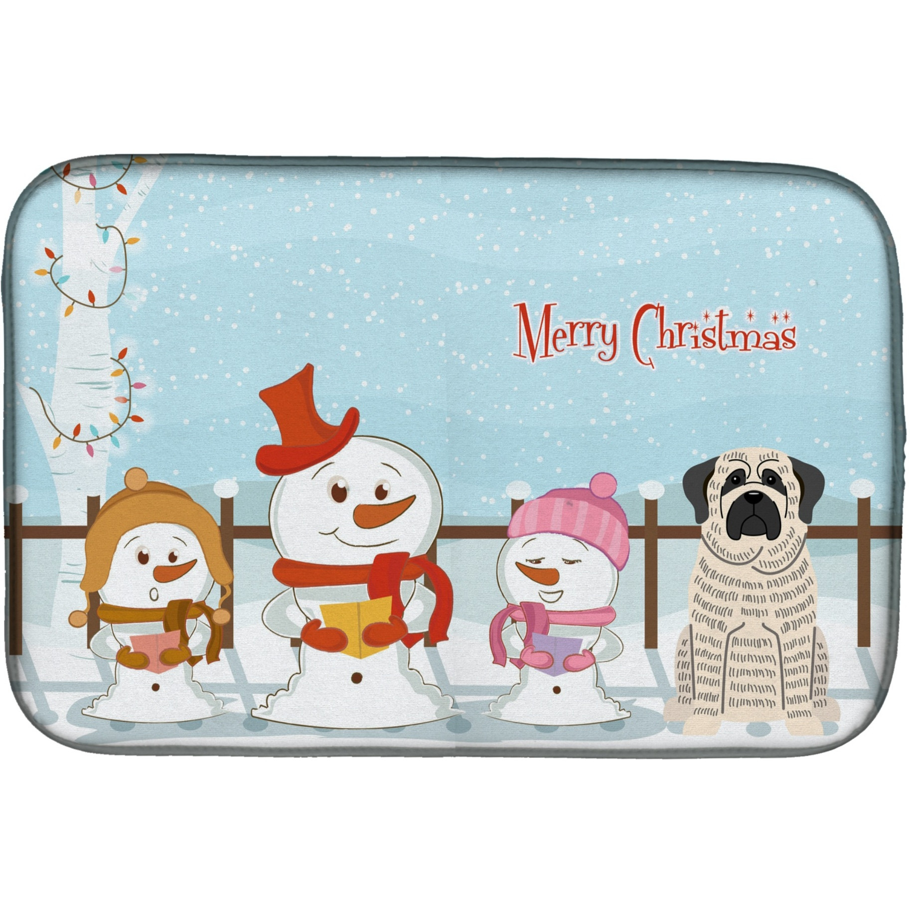 &quotCaroline's Treasures Merry Christmas Carolers Mastiff Brindle Dish Drying Mat, 14"" x 21"""