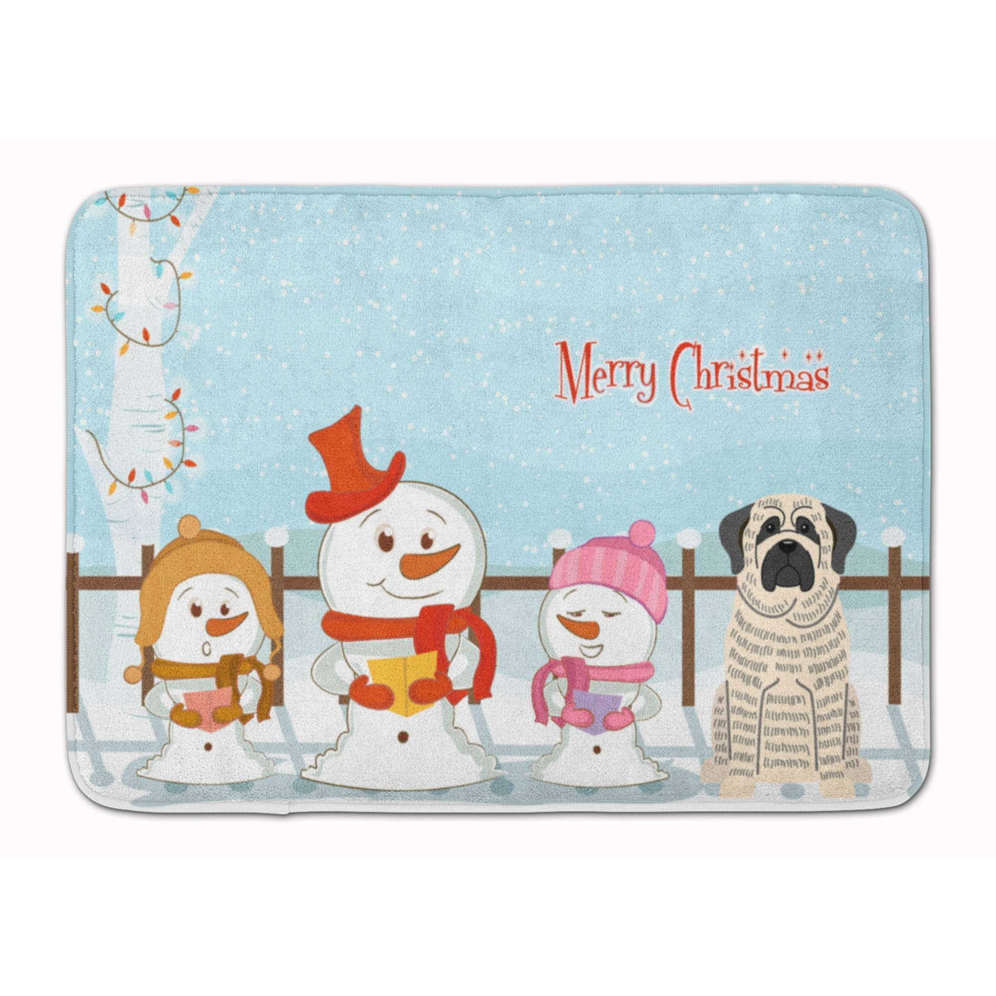 &quotCaroline's Treasures Merry Christmas Mastiff Brindle White Floor Mat, 19"" x 27"", Multicolor"
