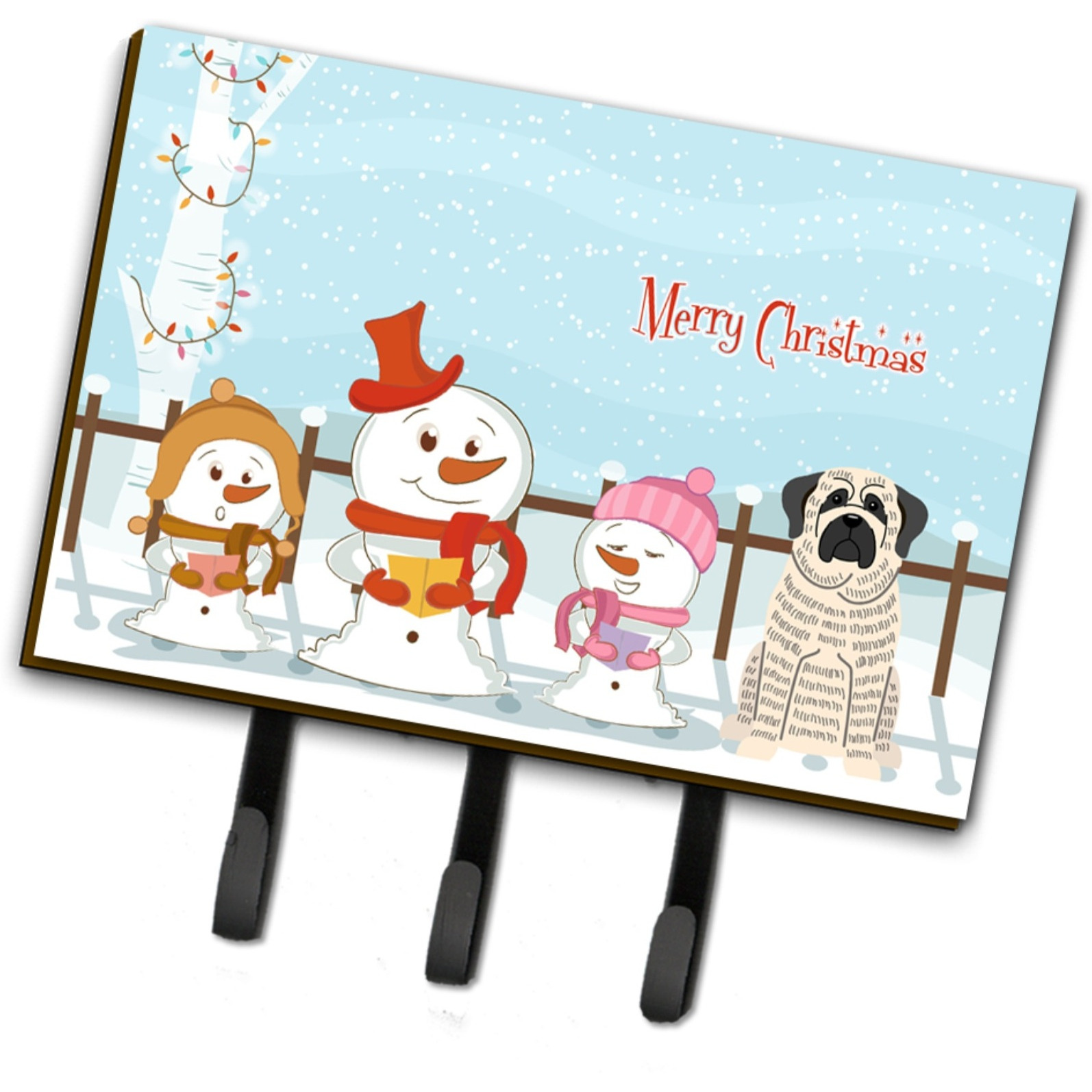 &quotCaroline's Treasures Christmas Carolers Merry Mastiff Brindle White Leash or Key Holder BB2347TH68, Triple"