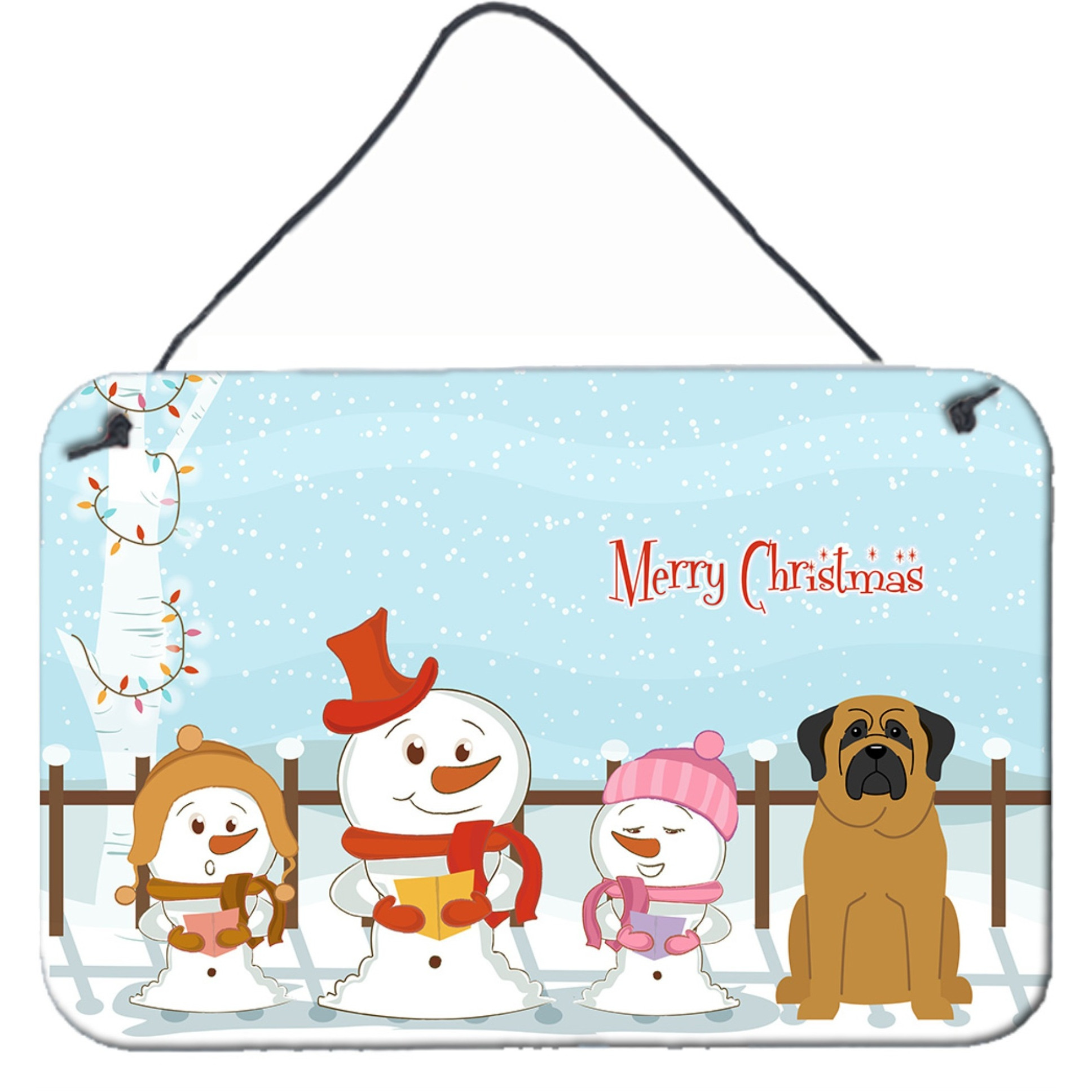 &quotCaroline's Treasures Merry Christmas Carolers Mastiff Wall or Door Hanging Prints BB2349DS812, 8"" x 12"", Multicolor"