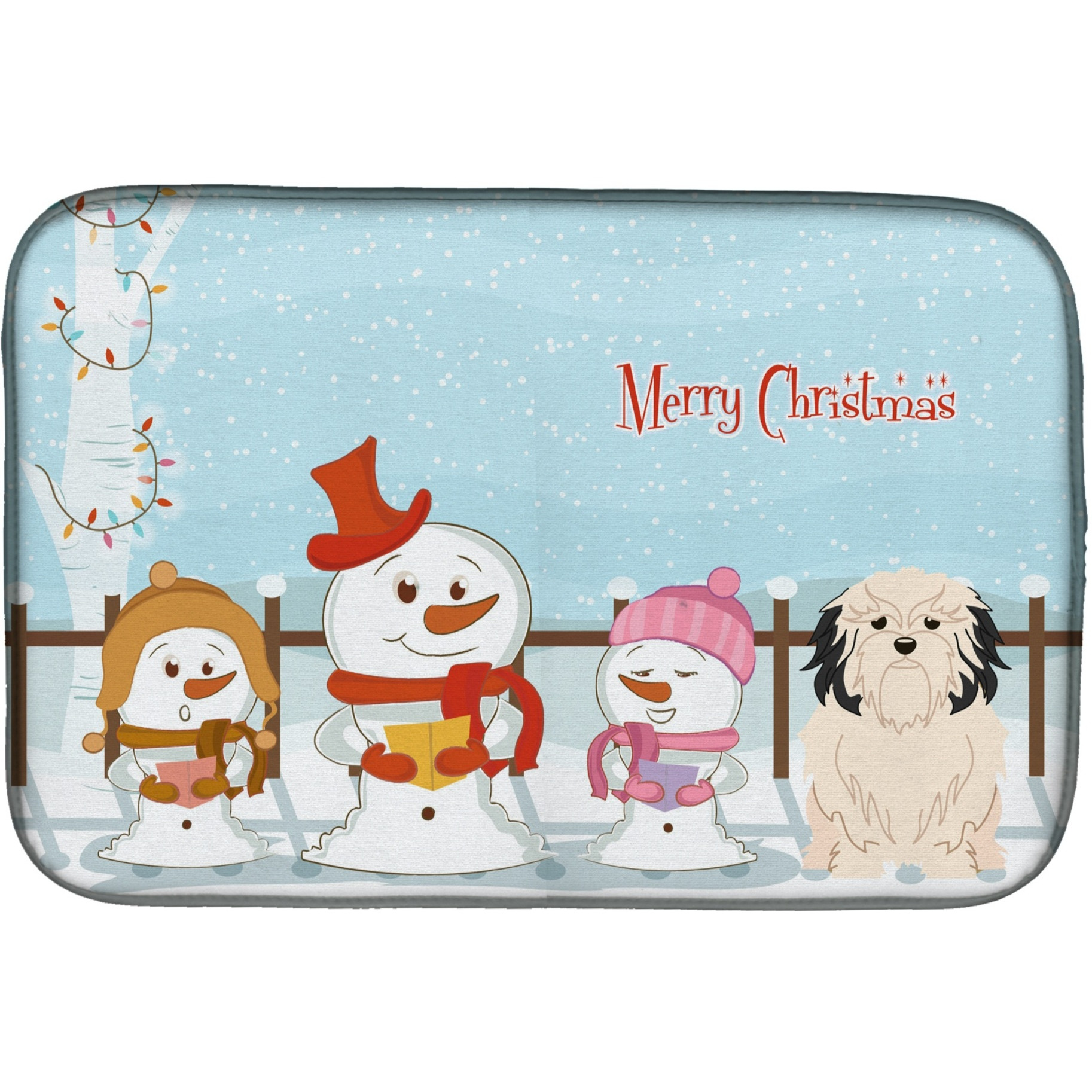 &quotCaroline's Treasures Merry Christmas Carolers Lowchen Dish Drying Mat, 14"" x 21"""